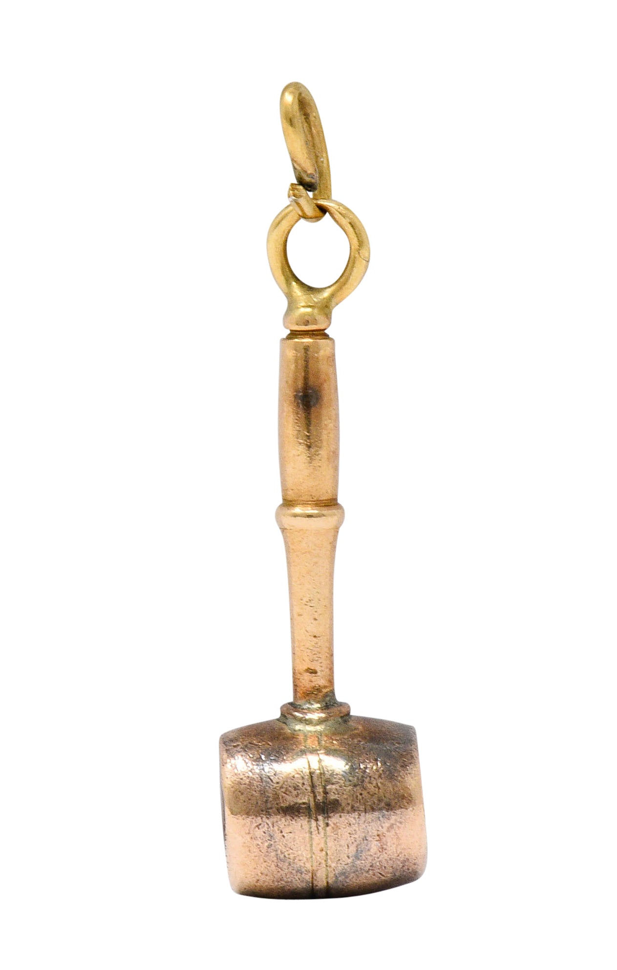 Art Nouveau Diamond 14 Karat Gold Mallet Gavel Charmcharm - Wilson's Estate Jewelry