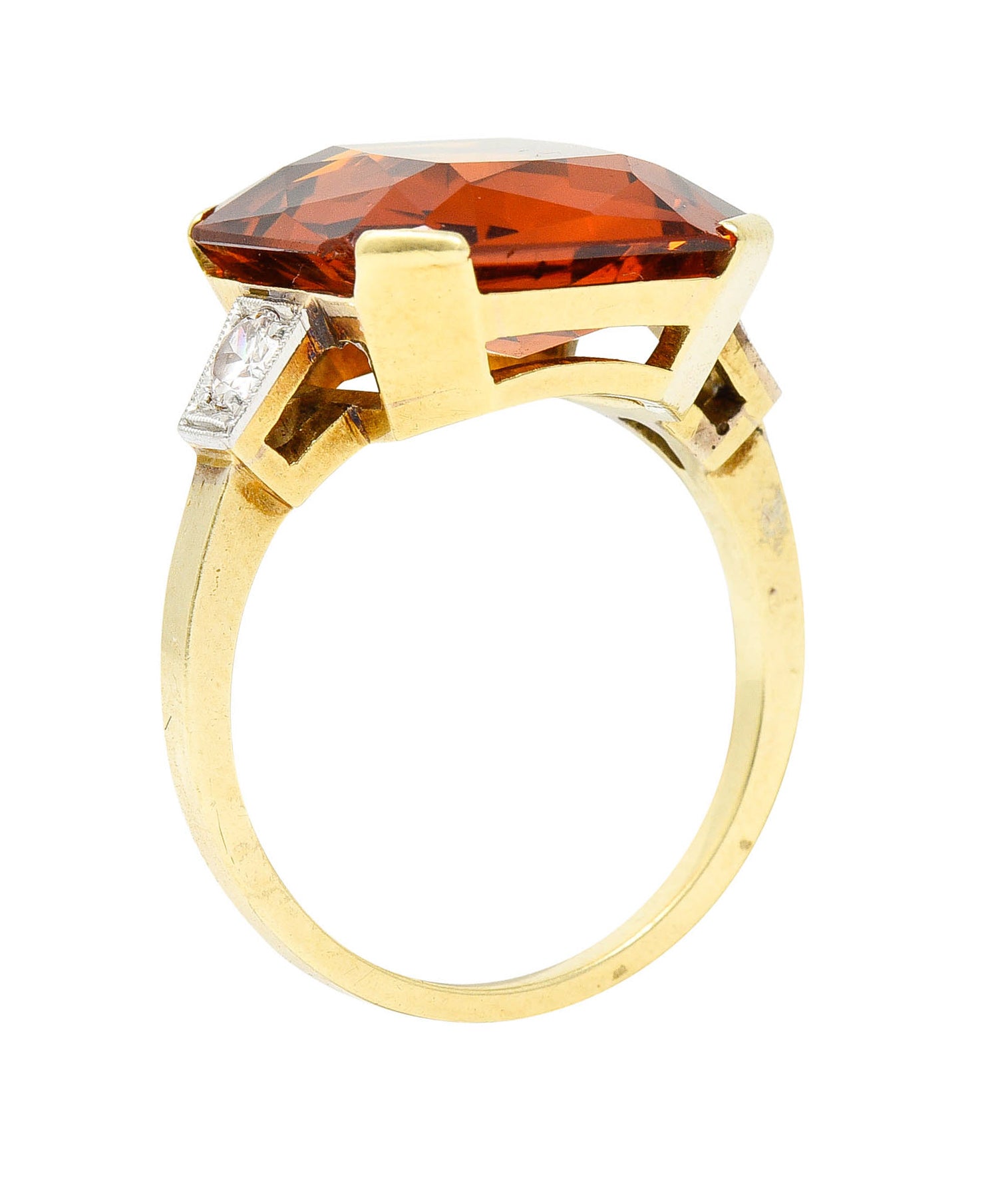 .11111 Early Art Deco Diamond Citrine Platinum-Topped 14 Karat Yellow Gold RingRing - Wilson's Estate Jewelry