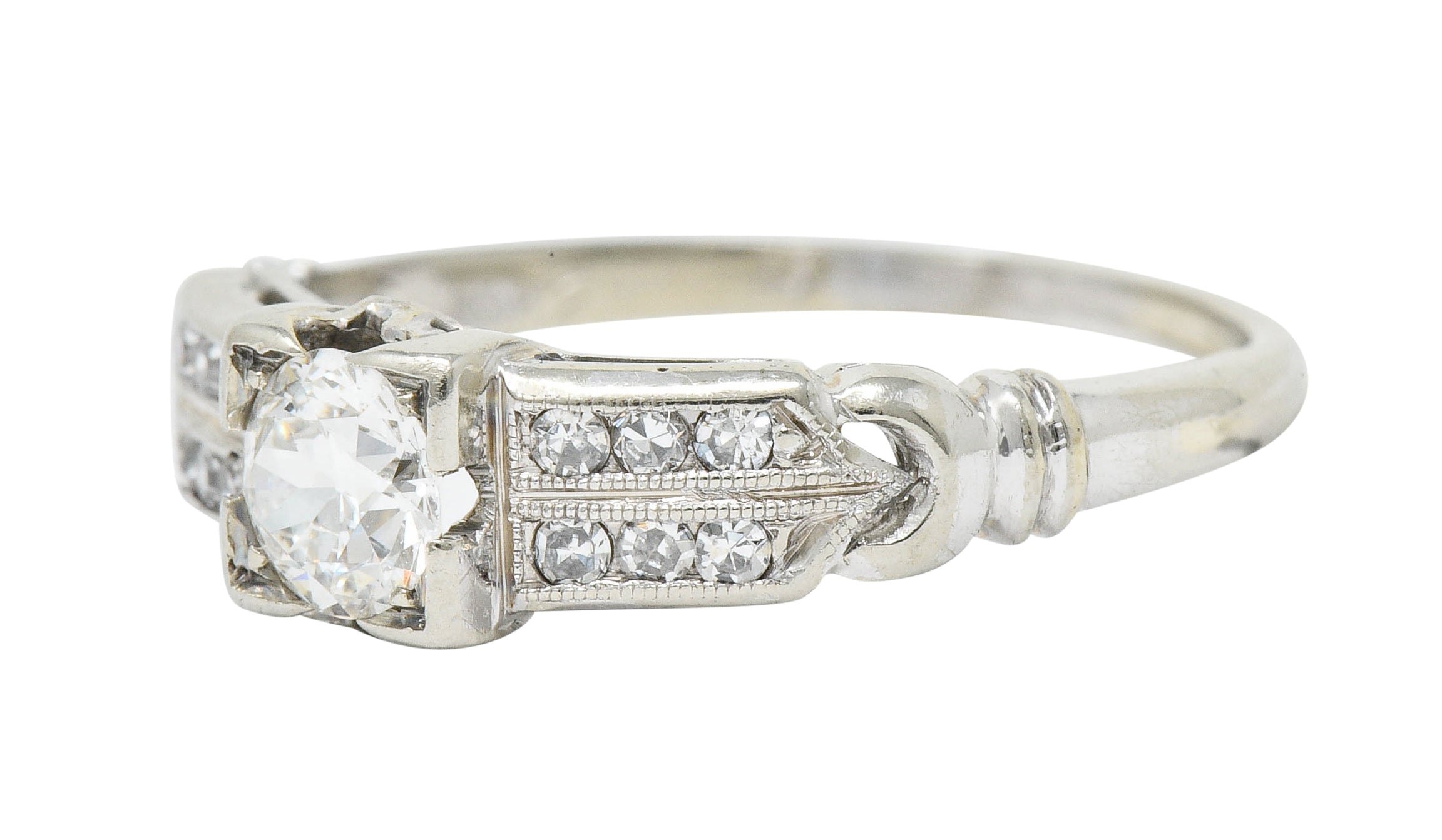 J.R. Wood & Sons Art Deco 0.62 CTW Diamond 18 Karat White Gold Engagement RingRing - Wilson's Estate Jewelry