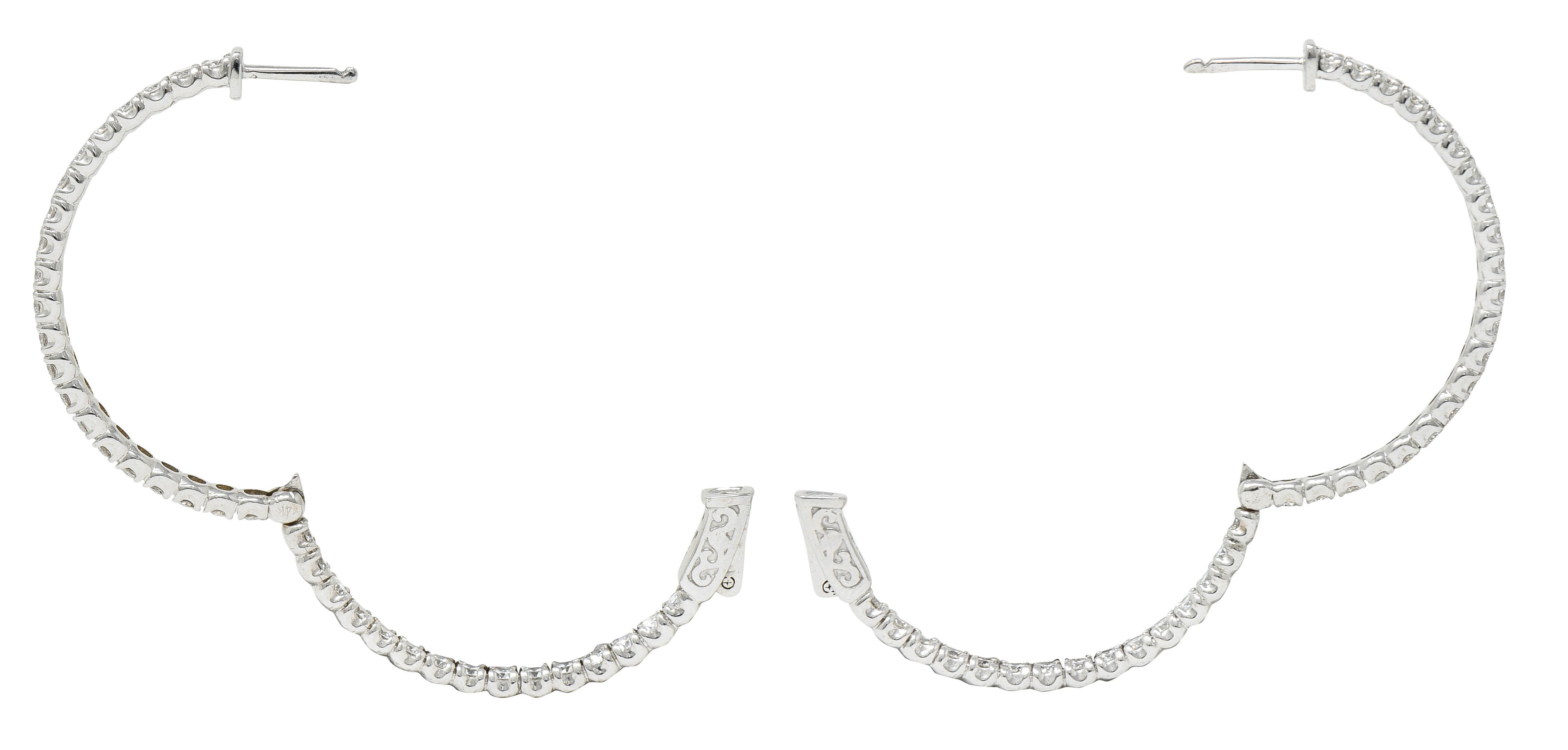 .11111 Contemporary 3.00 CTW Diamond 14 Karat White Gold 35 MM Hoop EarringsEarrings - Wilson's Estate Jewelry