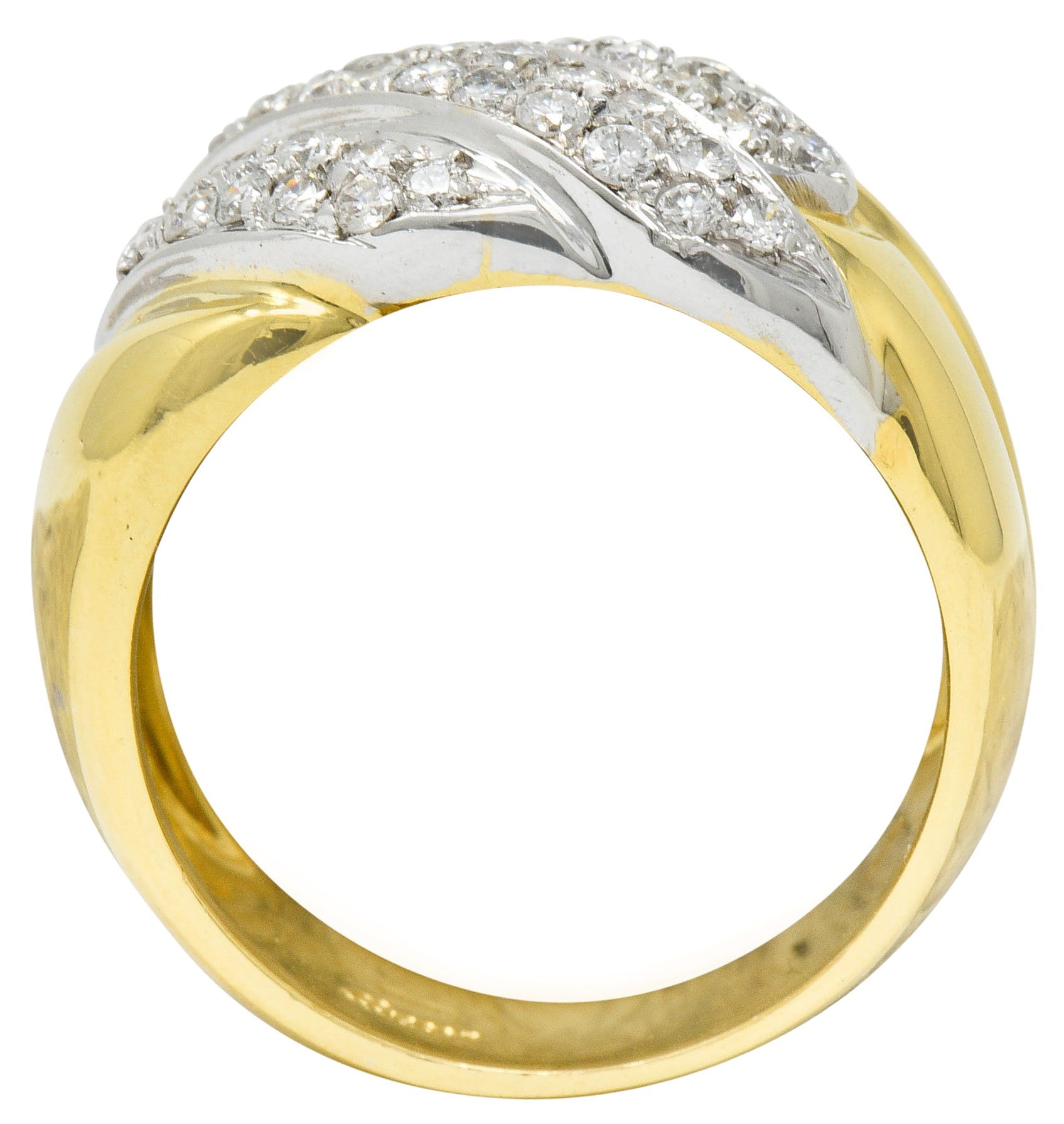 Leo Pizzo Vintage Italian Diamond 18 Karat Two-Tone Gold Band RingRing - Wilson's Estate Jewelry