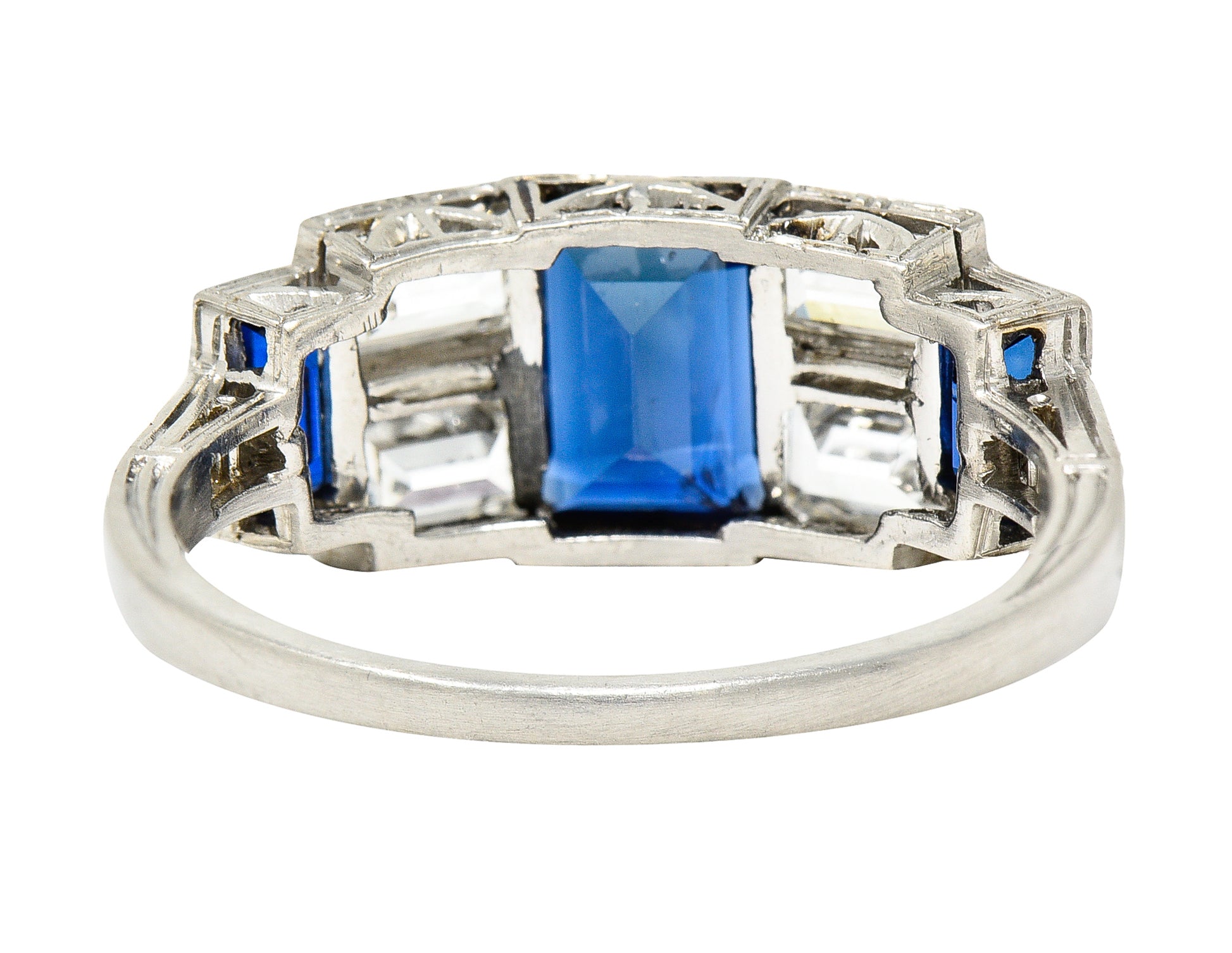 Art Deco 3.75 CTW Sapphire Diamond Platinum Gemstone Band Ring Wilson's Estate Jewelry