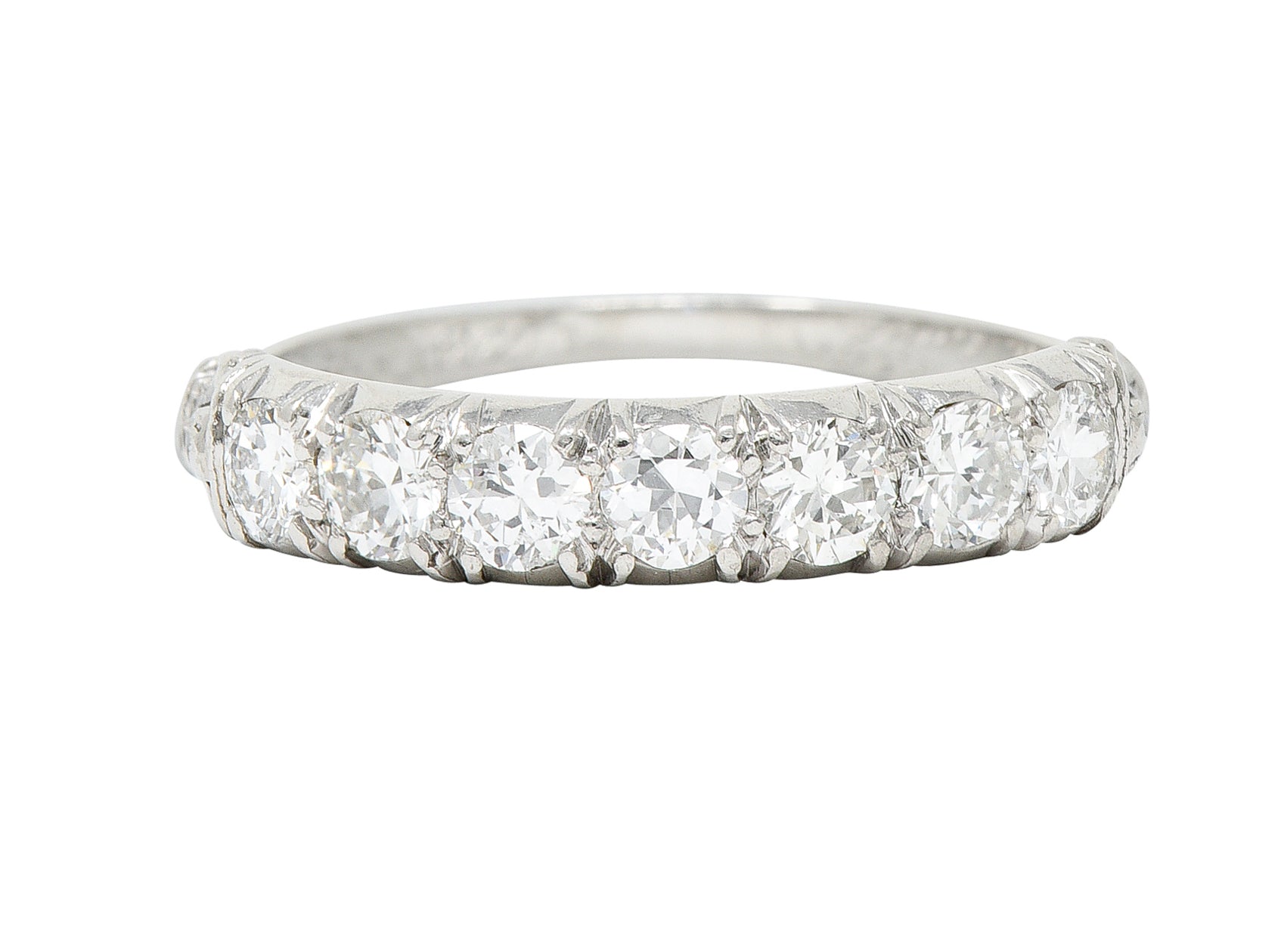 .11111 Mid-Century 0.55 CTW Diamond Platinum Lotus Band RingRing - Wilson's Estate Jewelry