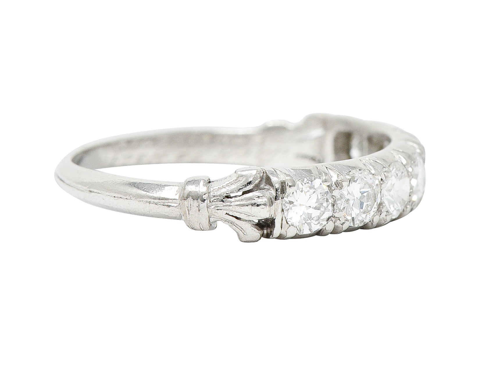 .11111 Mid-Century 0.55 CTW Diamond Platinum Lotus Band RingRing - Wilson's Estate Jewelry