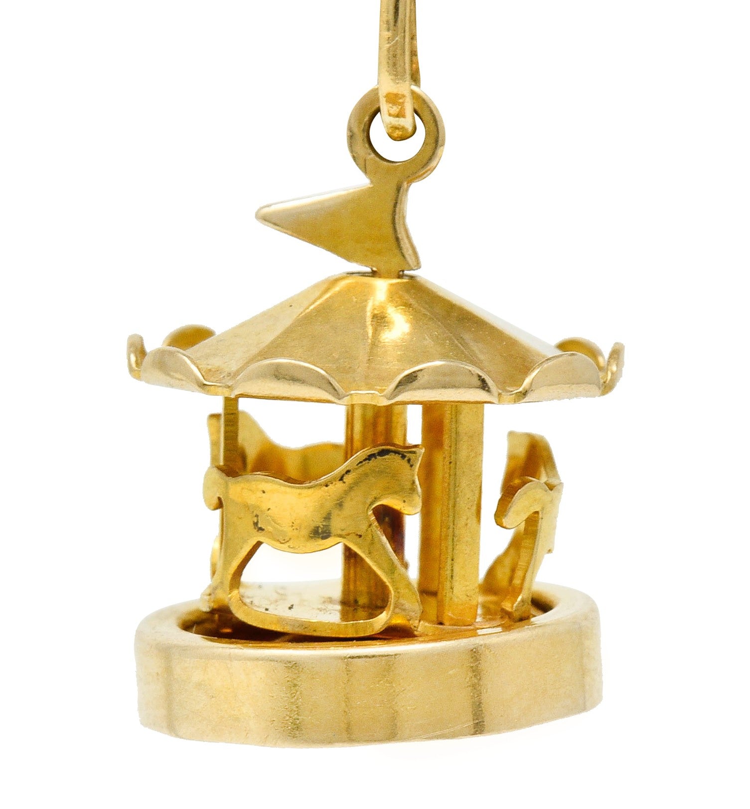 1940's Retro 14 Karat Gold Spinning Carousel Charmcharm - Wilson's Estate Jewelry