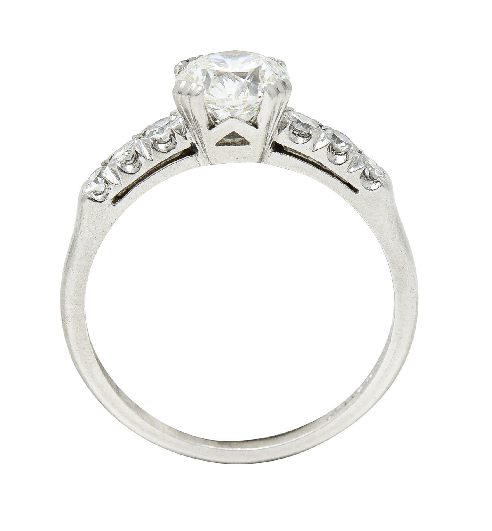 Retro 1.18 CTW Diamond Platinum Fishtail Engagement Ring GIARing - Wilson's Estate Jewelry