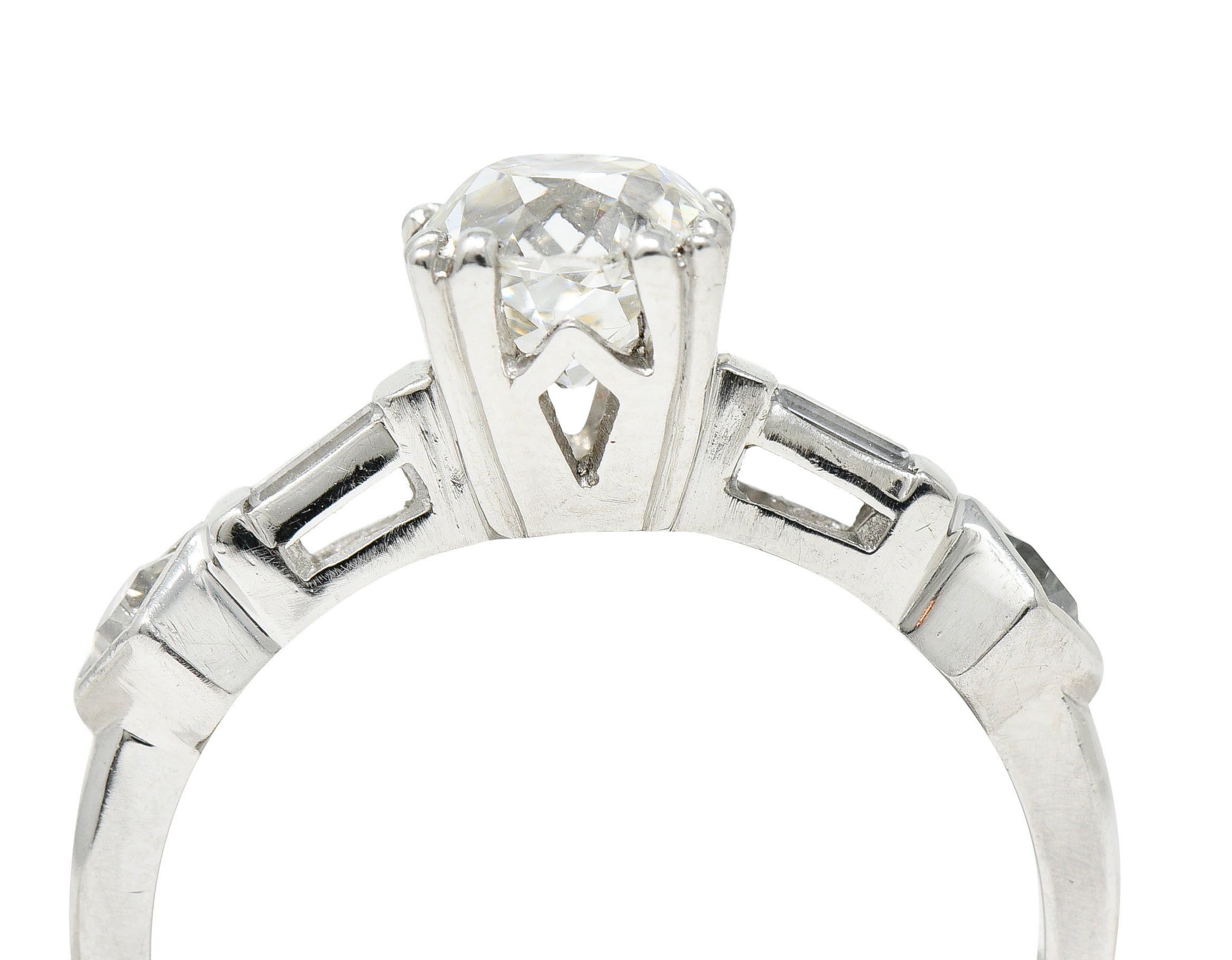 Retro 1.63 CTW Old Mine Diamond Platinum Engagement Ring GIARing - Wilson's Estate Jewelry