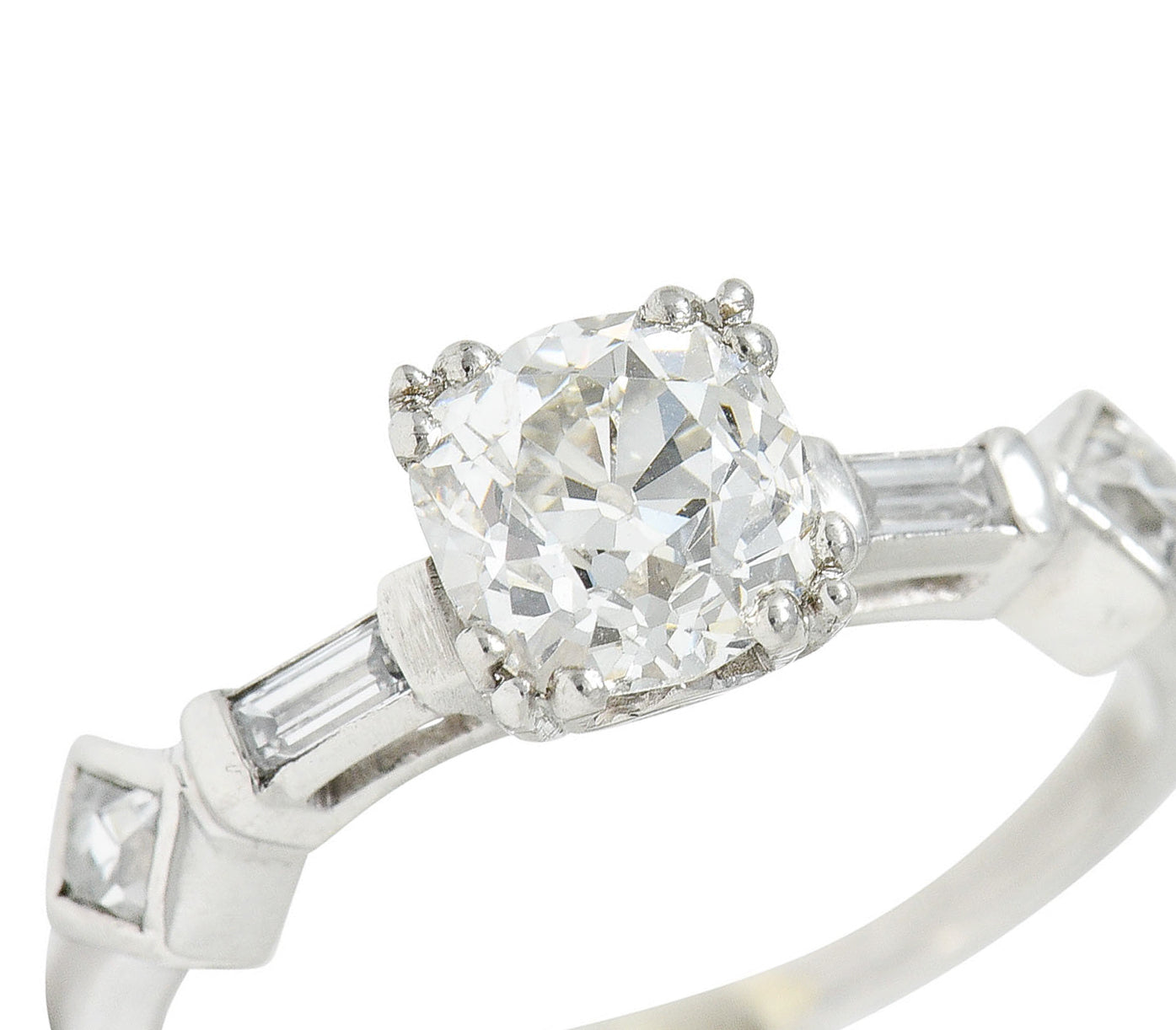 Retro 1.63 CTW Old Mine Diamond Platinum Engagement Ring GIARing - Wilson's Estate Jewelry