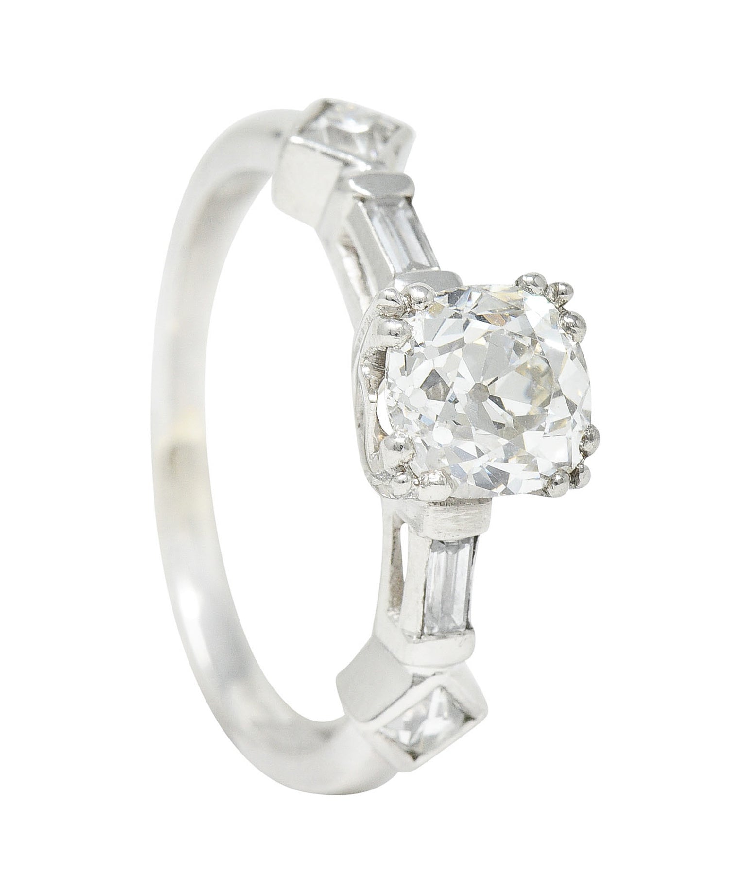 Retro 1.63 CTW Old Mine Diamond Platinum Engagement Ring GIARing - Wilson's Estate Jewelry