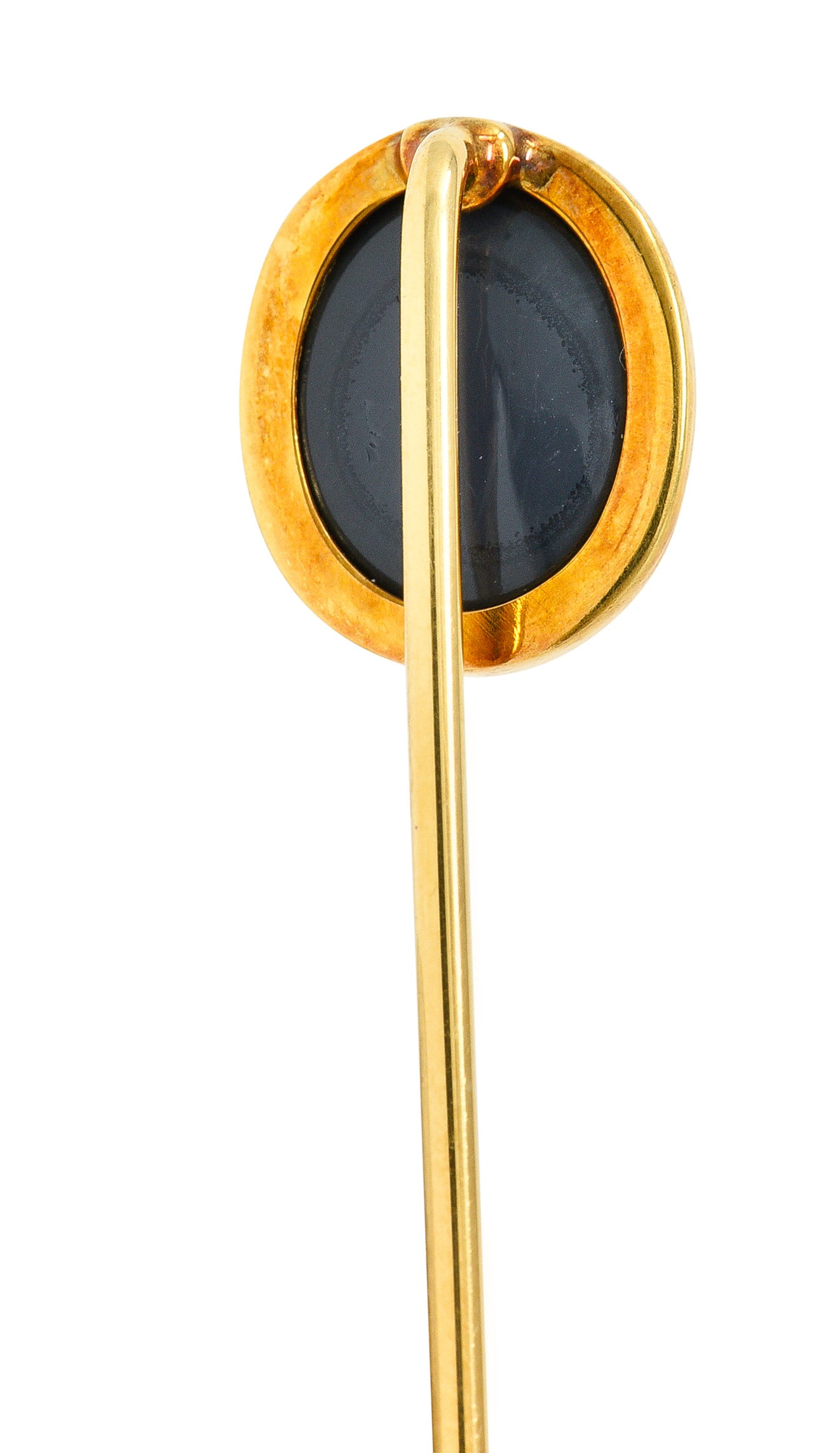 .11111 Victorian Black Opal Cabochon 18 Karat Gold Oval Stickpin GIAStick Pin - Wilson's Estate Jewelry