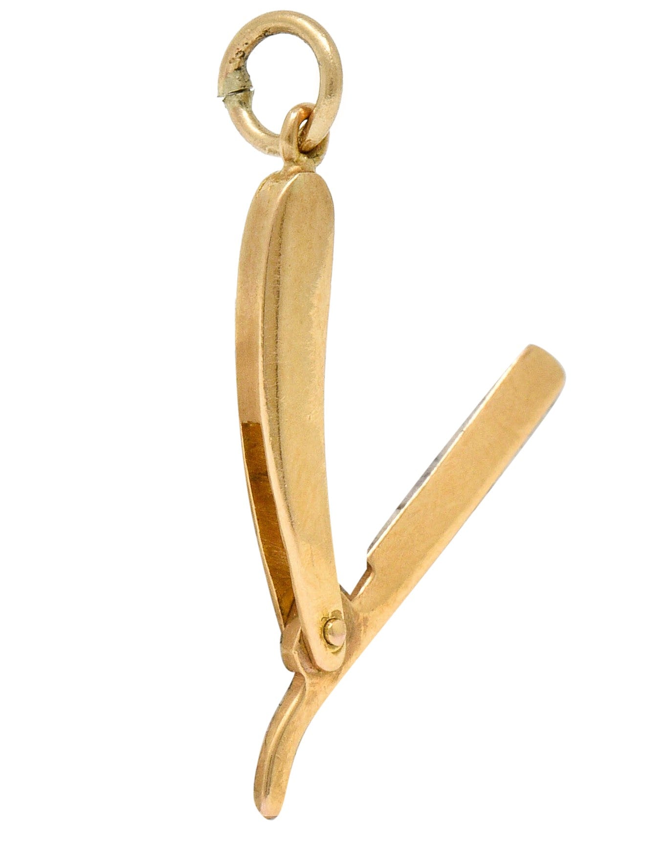 Retro 14 Karat Rose Gold Straight Razor Charmcharm - Wilson's Estate Jewelry