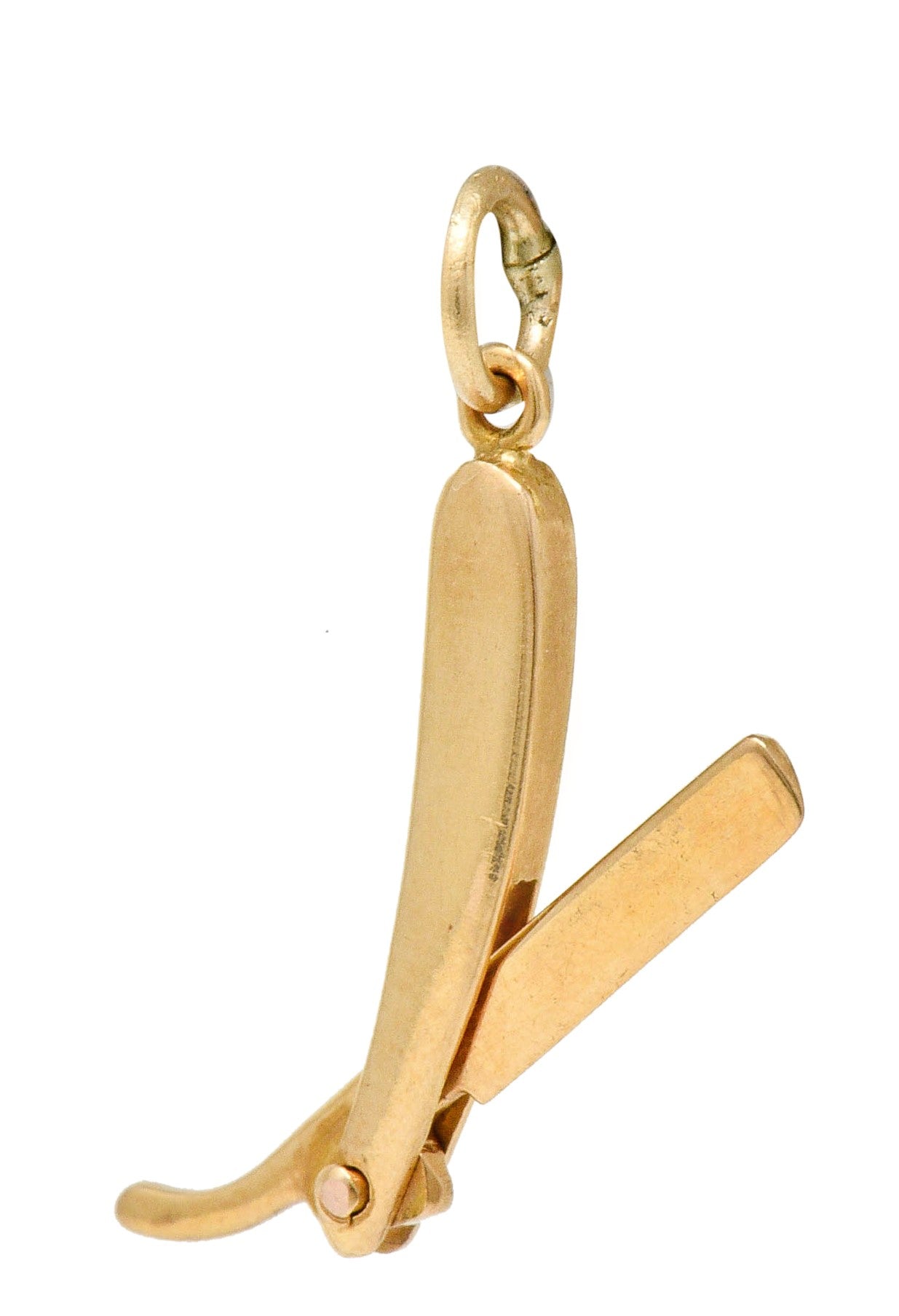 Retro 14 Karat Rose Gold Straight Razor Charmcharm - Wilson's Estate Jewelry