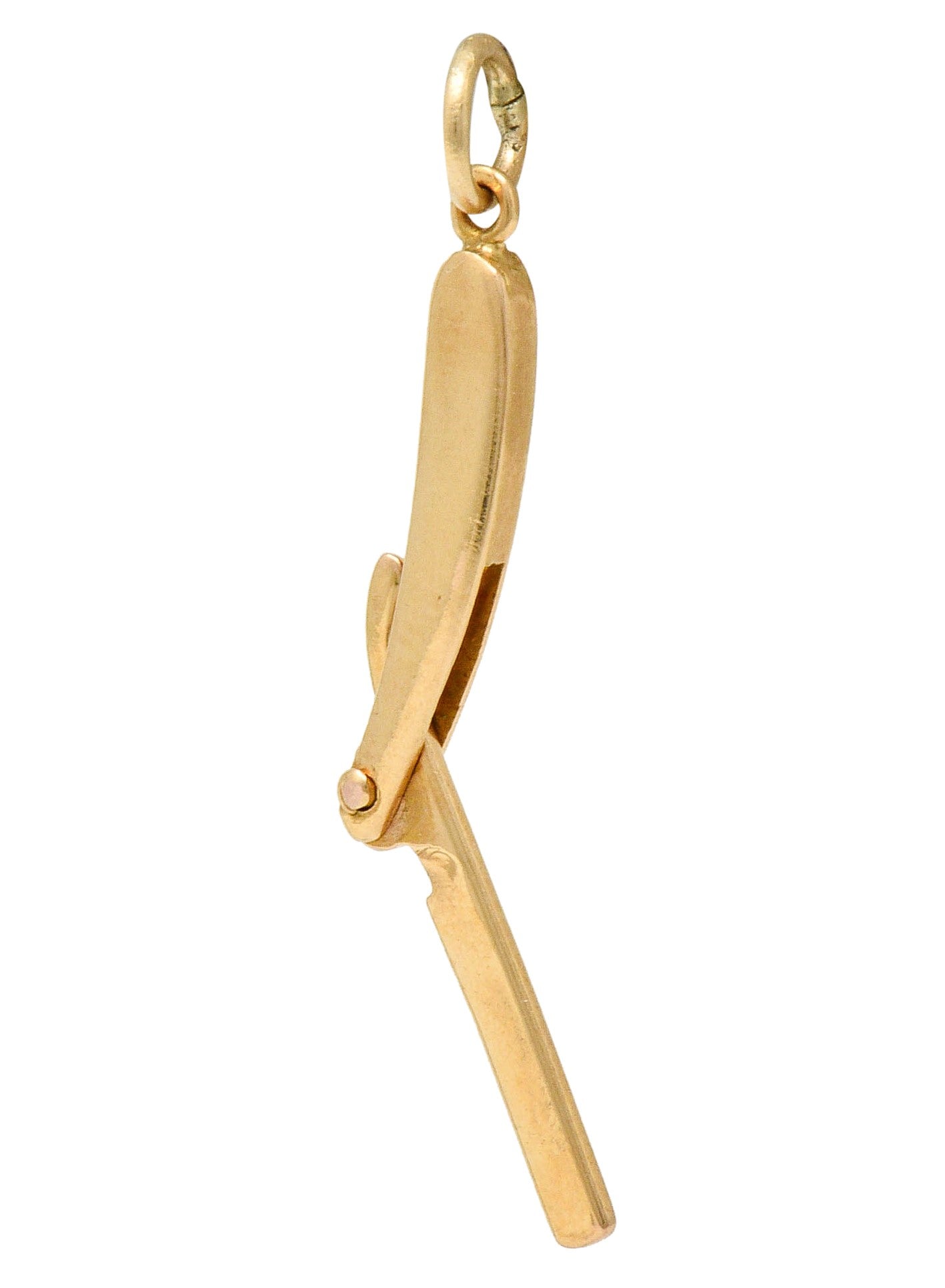 Retro 14 Karat Rose Gold Straight Razor Charmcharm - Wilson's Estate Jewelry