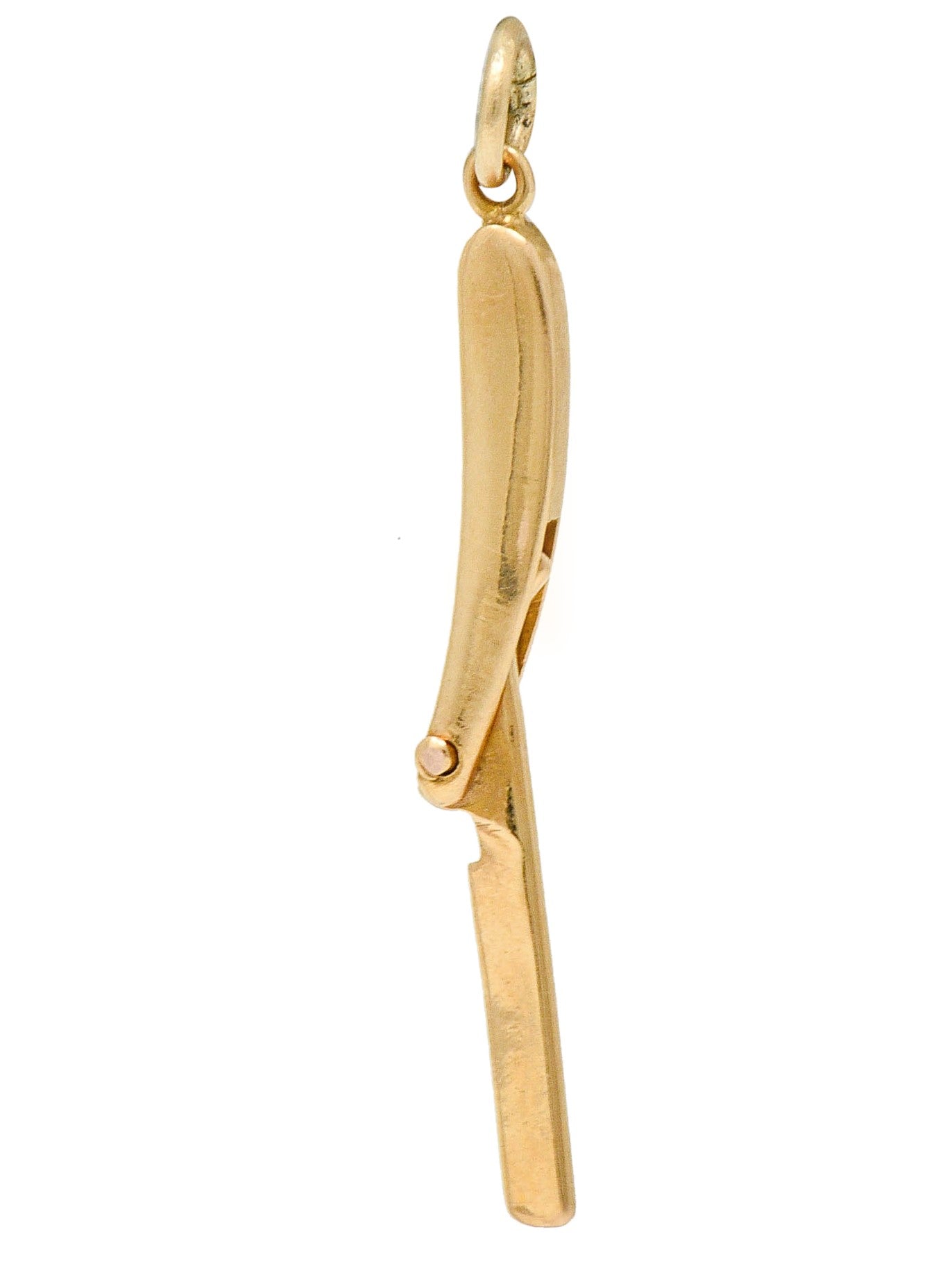 Retro 14 Karat Rose Gold Straight Razor Charmcharm - Wilson's Estate Jewelry