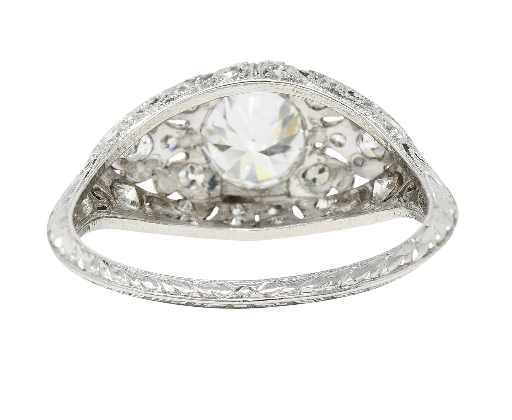 Edwardian 1.30 CTW Diamond Platinum Scrolled Engagement RingRing - Wilson's Estate Jewelry