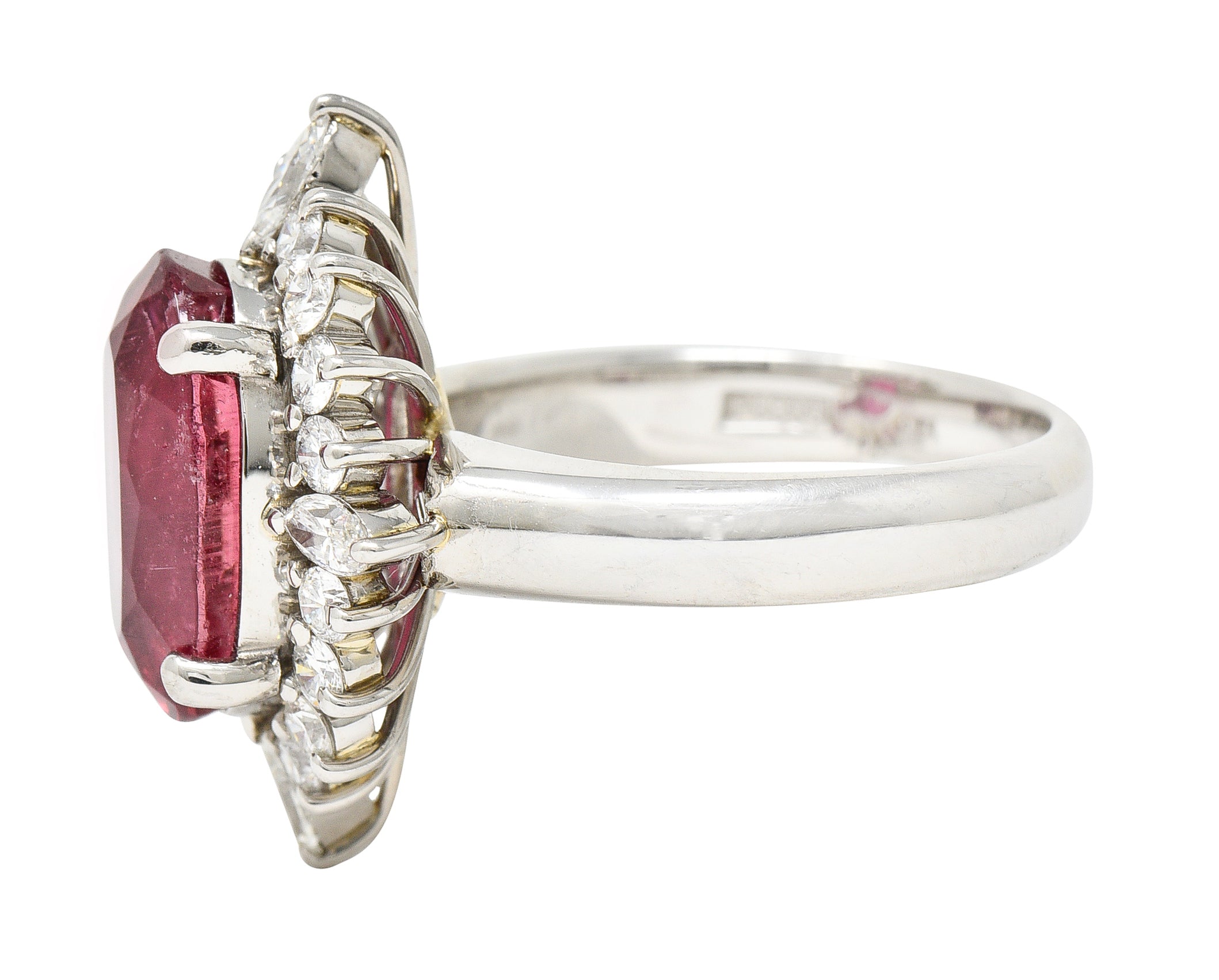 1990's Vintage 5.89 CTW Rubellite Diamond Platinum Cluster Gemstone Ring Wilson's Estate Jewelry