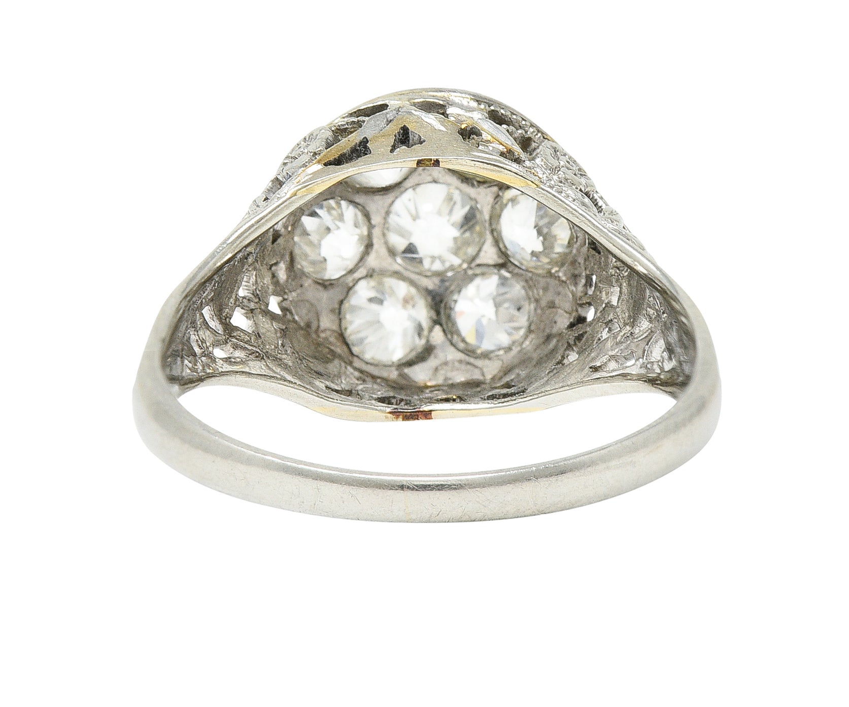 Art Deco 0.80 CTW Diamond 18 Karat White Gold Cluster Engagement RingRing - Wilson's Estate Jewelry