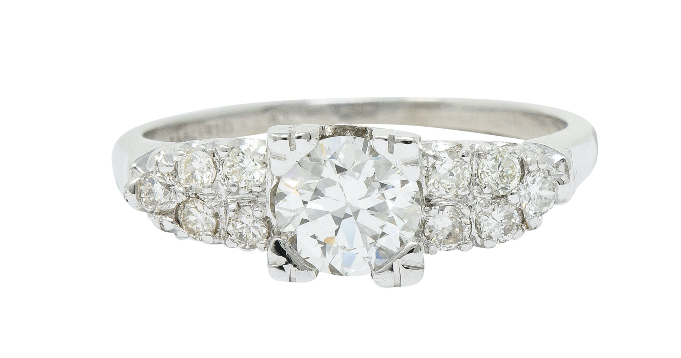 Retro 0.90 CTW Diamond Platinum Fishtail Cluster Engagement RingRing - Wilson's Estate Jewelry