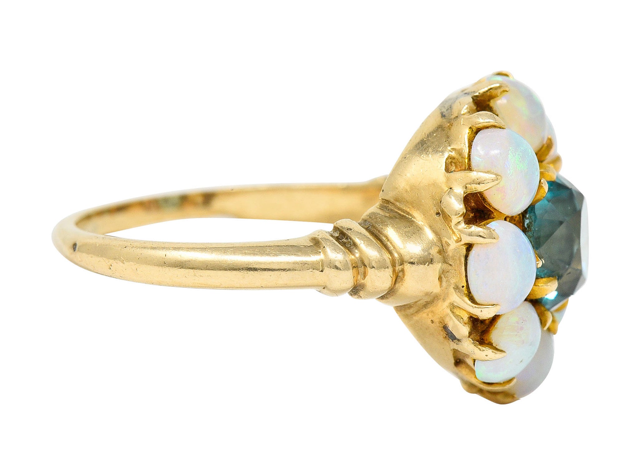 Retro Blue Zircon Opal 14 Karat Gold Cluster RingRing - Wilson's Estate Jewelry