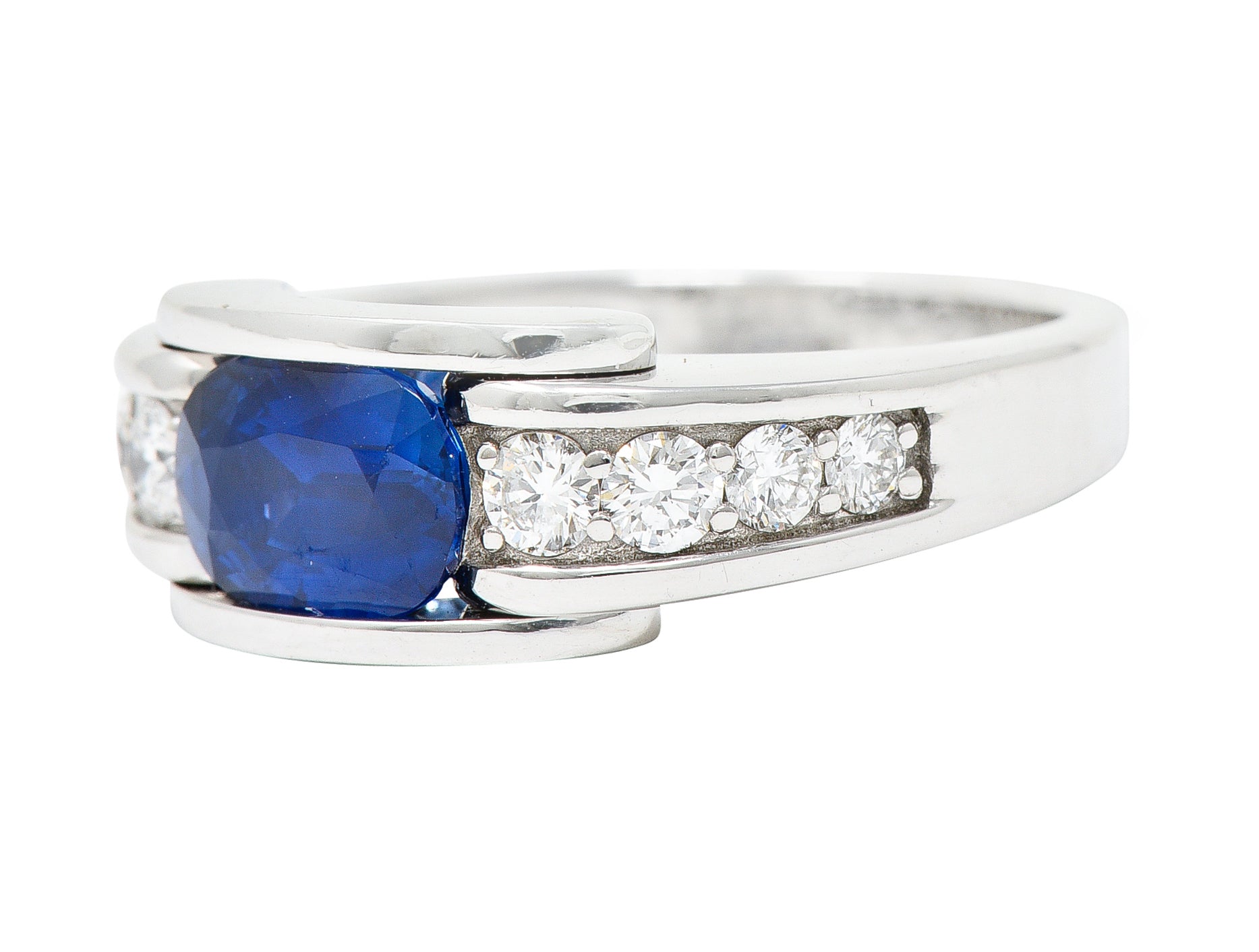 Mauboussin Paris Sapphire Diamond 18 Karat White Gold Alessandra Band RingRing - Wilson's Estate Jewelry