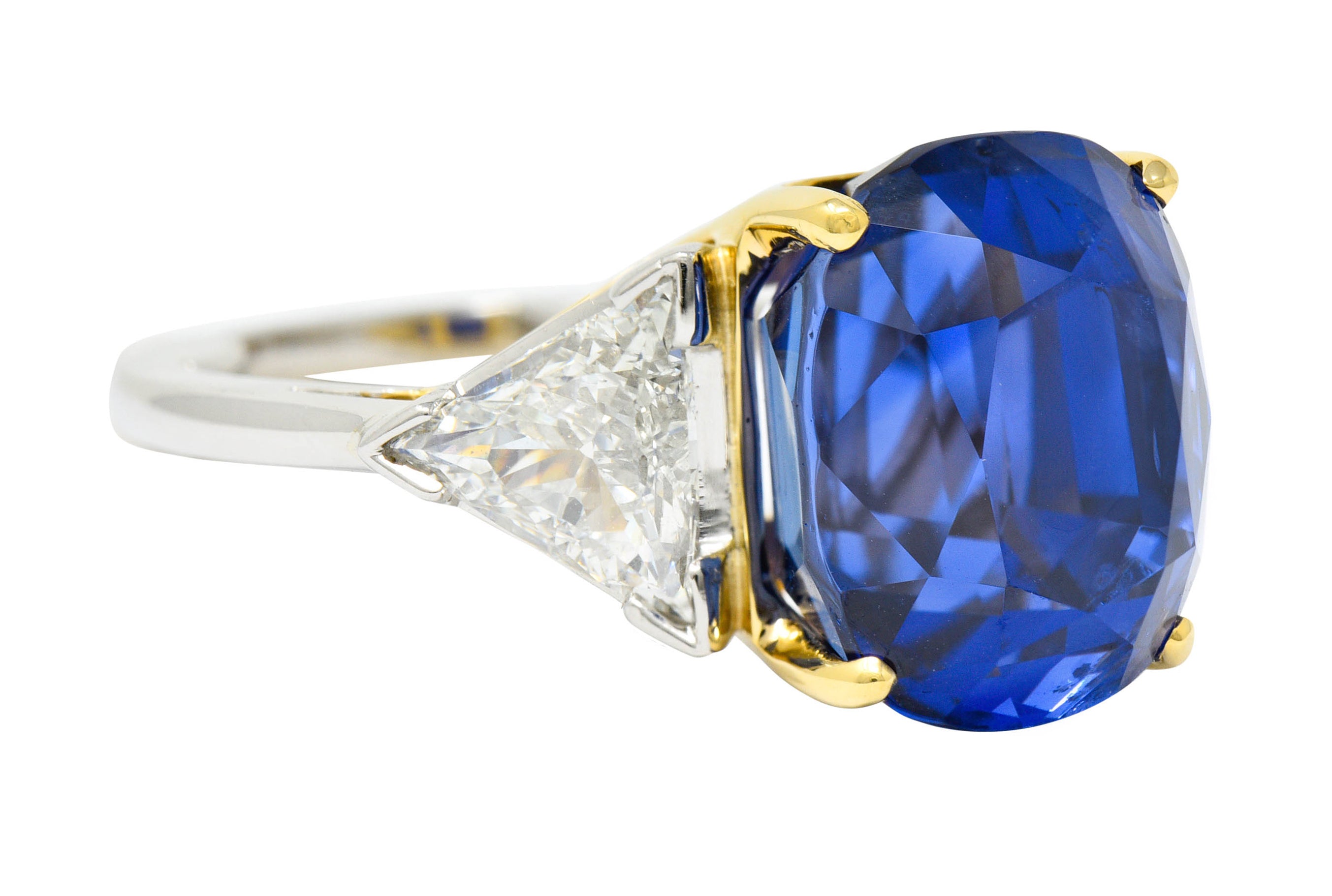 Royal Blue 22.66 CTW No Heat Ceylon Sapphire Diamond Platinum 18 Karat Gold Ring Gubelin GIARing - Wilson's Estate Jewelry