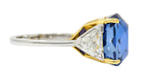 Royal Blue 22.66 CTW No Heat Ceylon Sapphire Diamond Platinum 18 Karat Gold Ring Gubelin GIARing - Wilson's Estate Jewelry