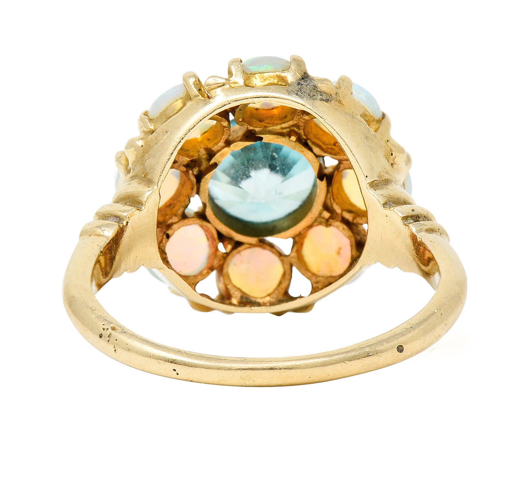 Retro Blue Zircon Opal 14 Karat Gold Cluster RingRing - Wilson's Estate Jewelry