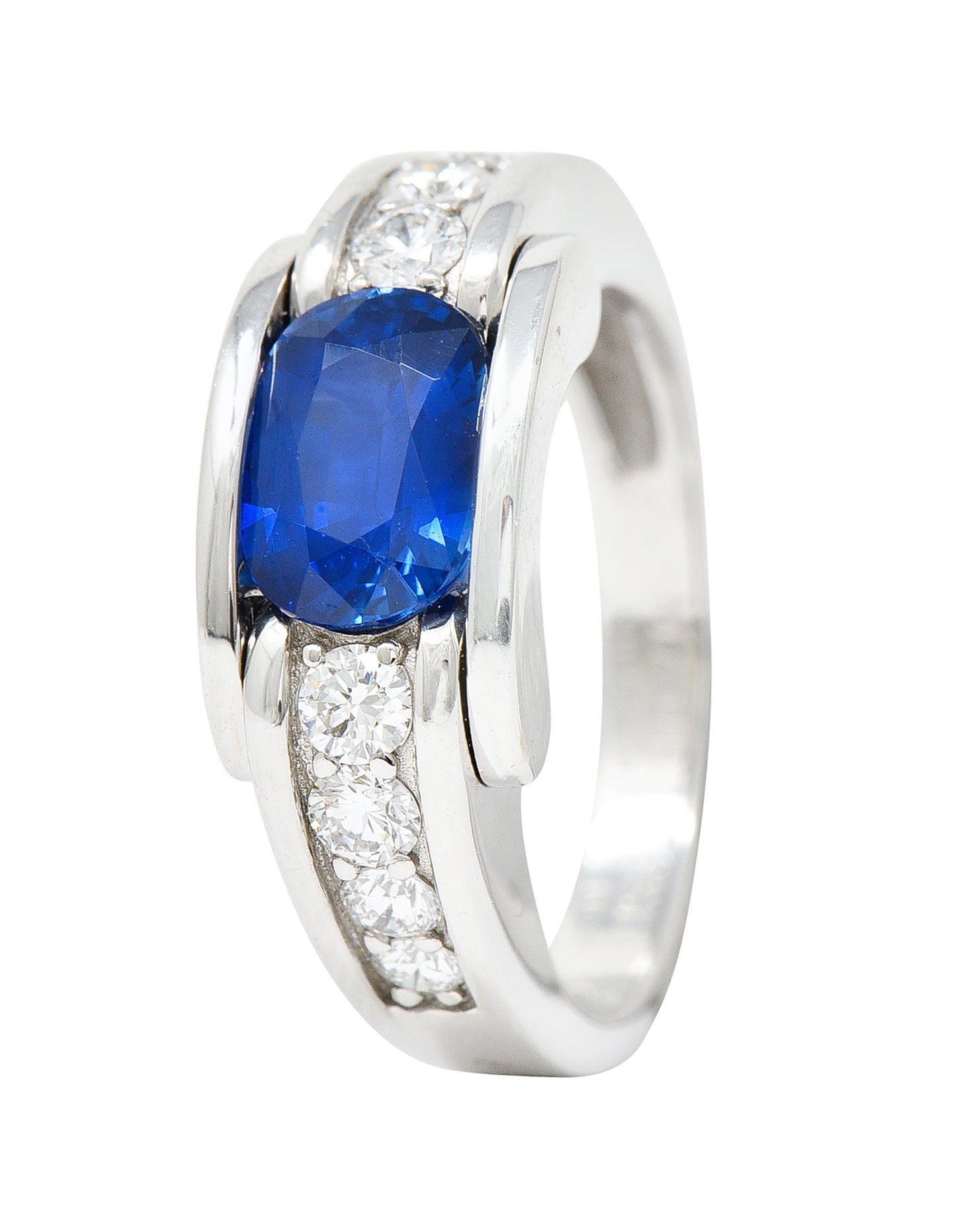 Mauboussin Paris Sapphire Diamond 18 Karat White Gold Alessandra Band RingRing - Wilson's Estate Jewelry