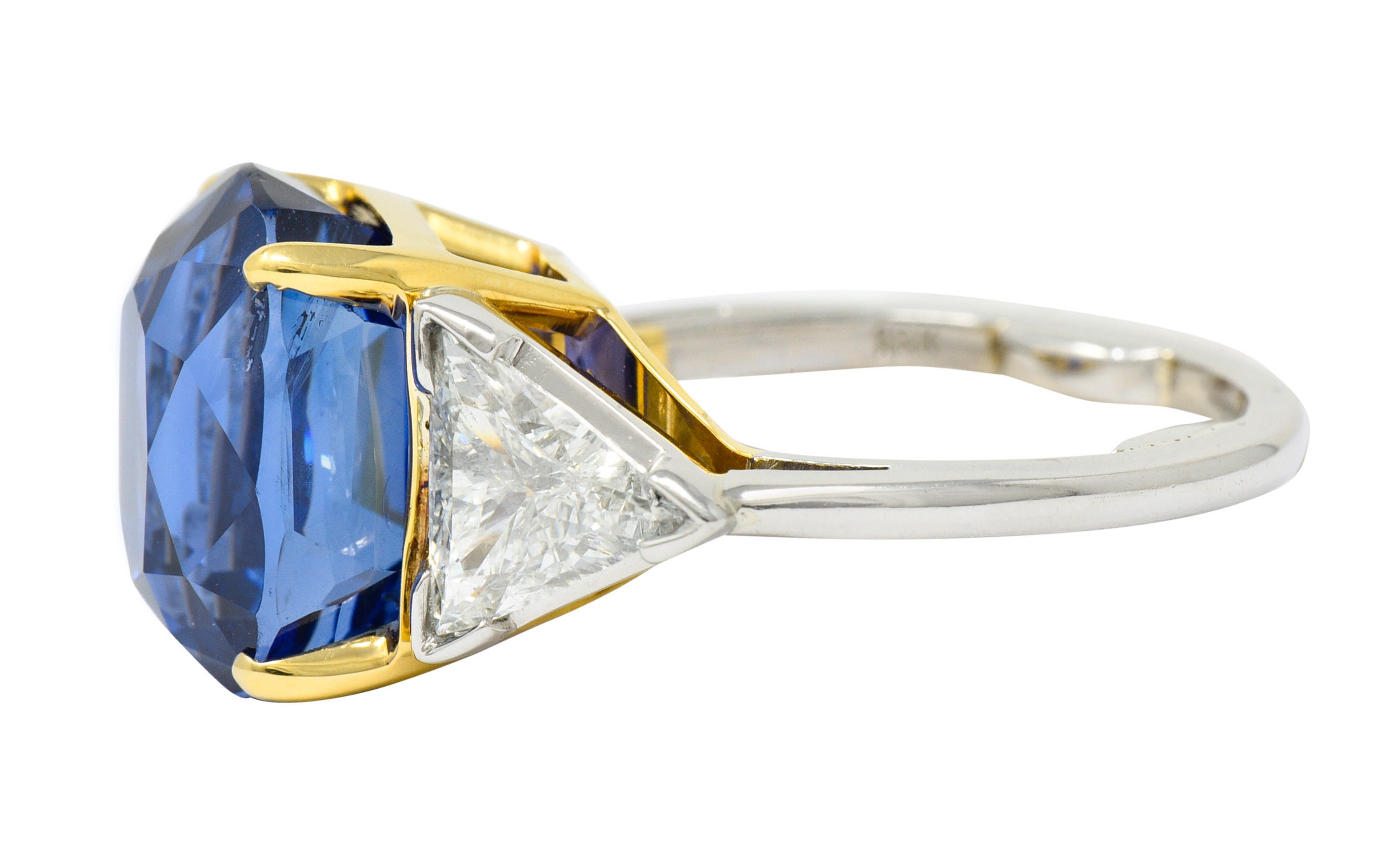 Royal Blue 22.66 CTW No Heat Ceylon Sapphire Diamond Platinum 18 Karat Gold Ring Gubelin GIARing - Wilson's Estate Jewelry