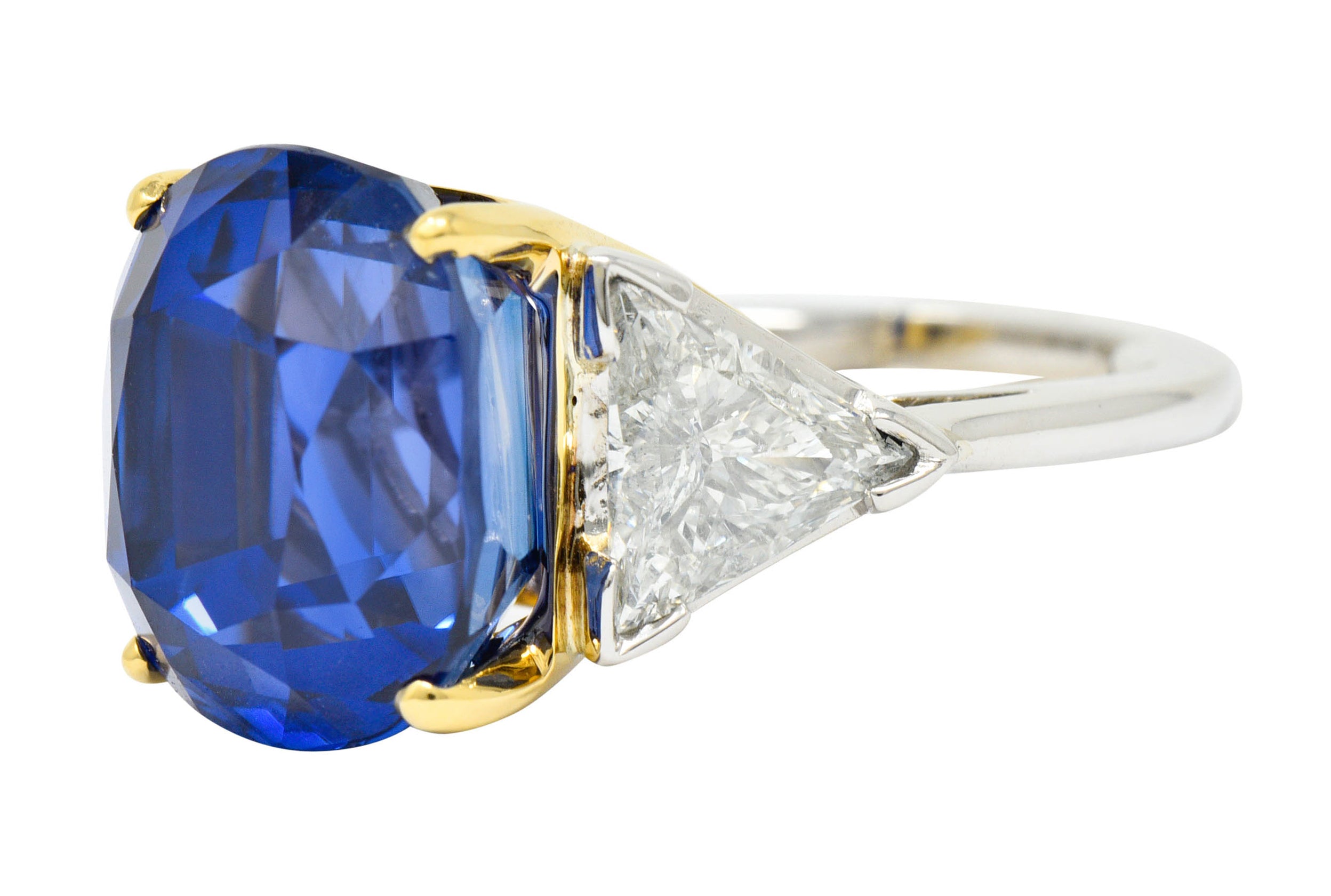 Royal Blue 22.66 CTW No Heat Ceylon Sapphire Diamond Platinum 18 Karat Gold Ring Gubelin GIARing - Wilson's Estate Jewelry