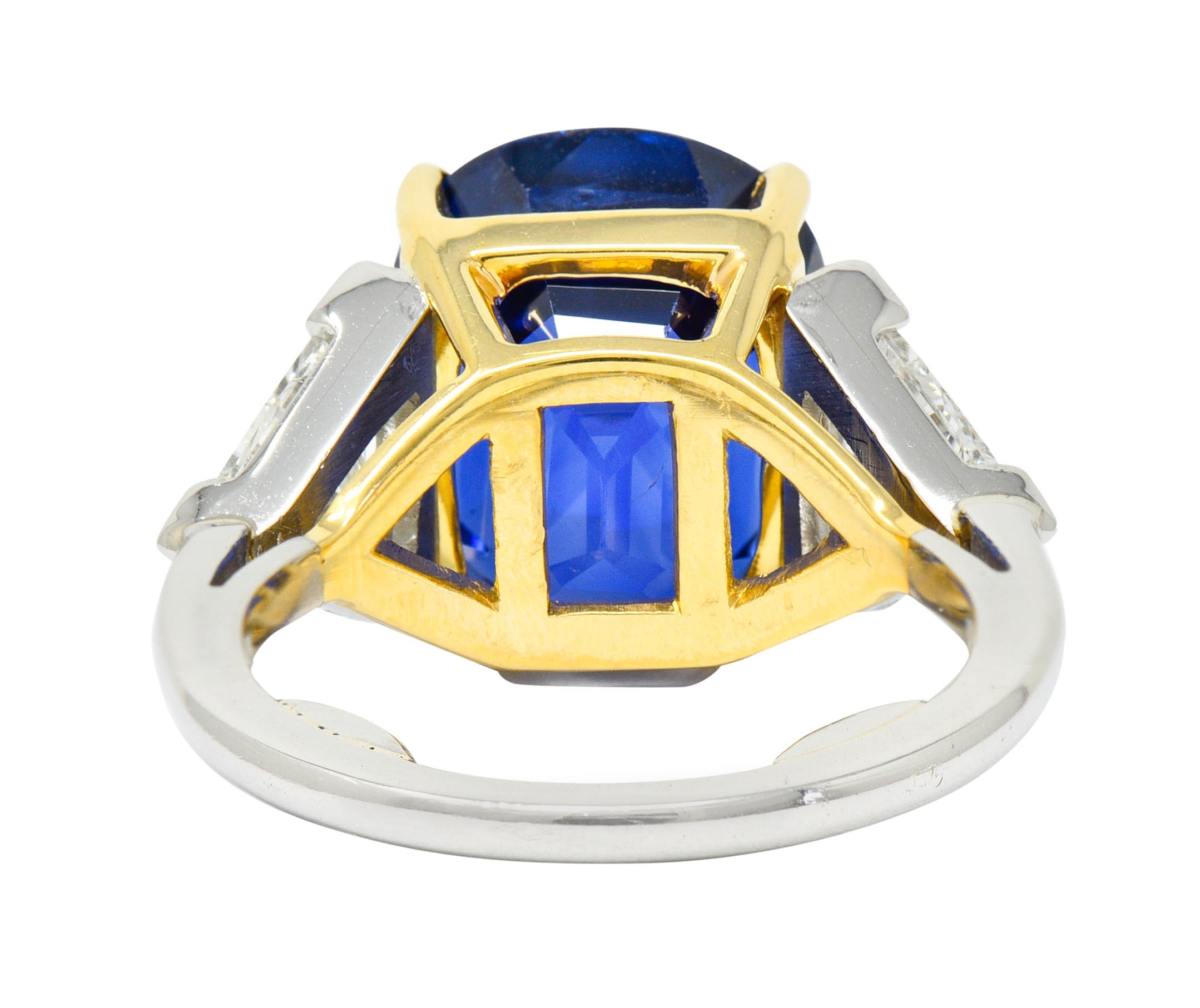 Royal Blue 22.66 CTW No Heat Ceylon Sapphire Diamond Platinum 18 Karat Gold Ring Gubelin GIARing - Wilson's Estate Jewelry