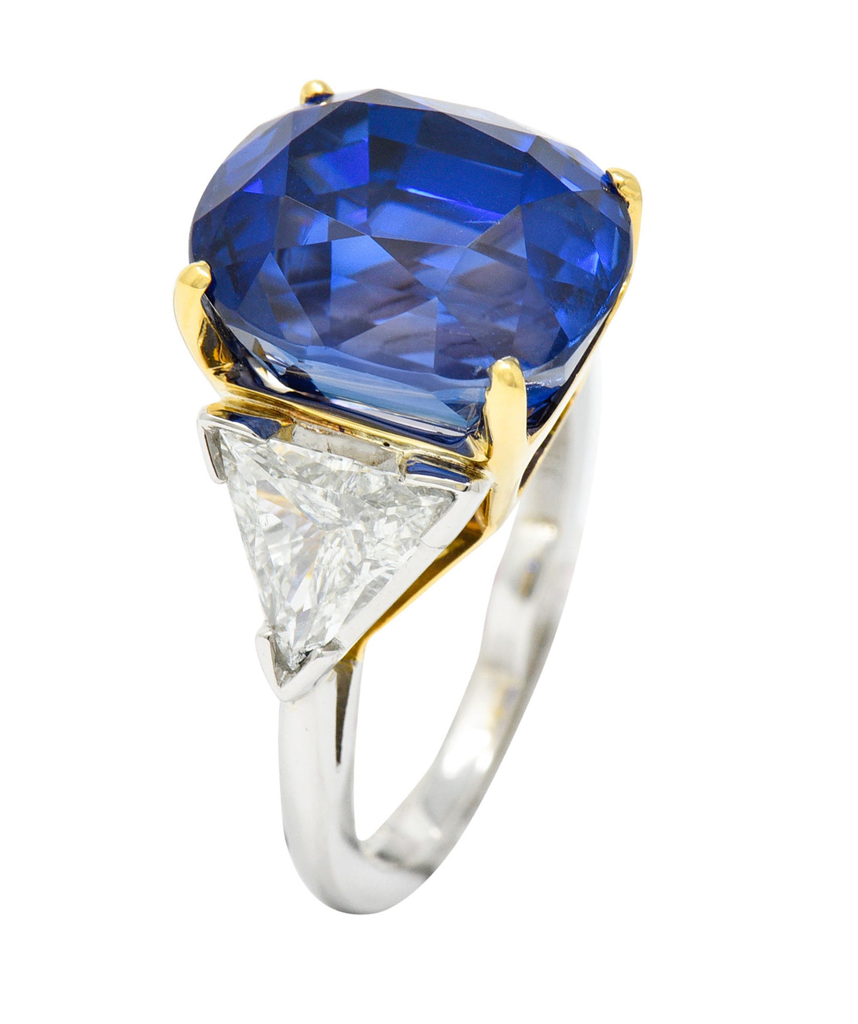 Royal Blue 22.66 CTW No Heat Ceylon Sapphire Diamond Platinum 18 Karat Gold Ring Gubelin GIARing - Wilson's Estate Jewelry