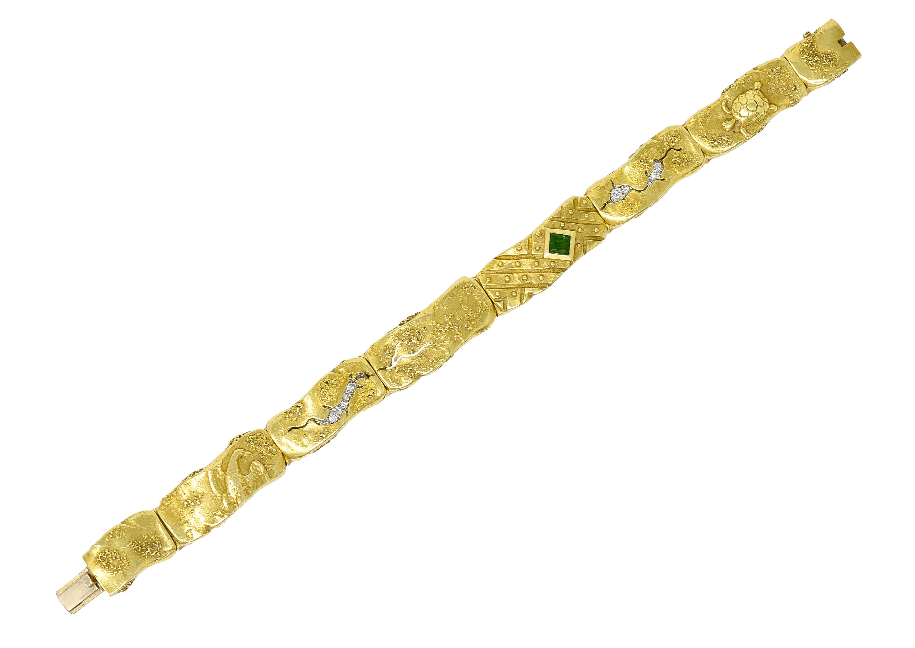 .11111 SeidenGang Peridot Diamond 18 Karat Gold Platinum Odyssey Braceletbracelet - Wilson's Estate Jewelry