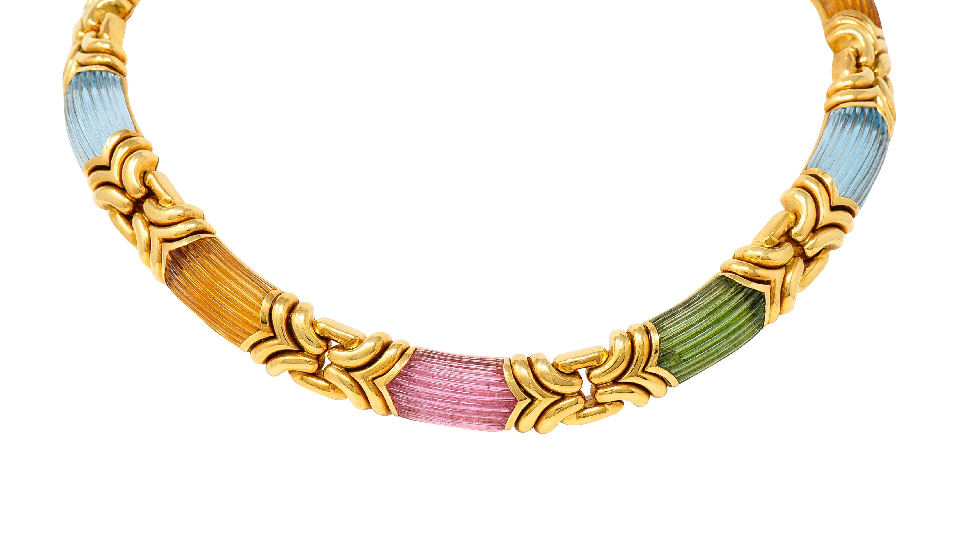 .11111 Bulgari Tourmaline Topaz Citrine 18 Karat Gold Trika Collar NecklaceNecklace - Wilson's Estate Jewelry