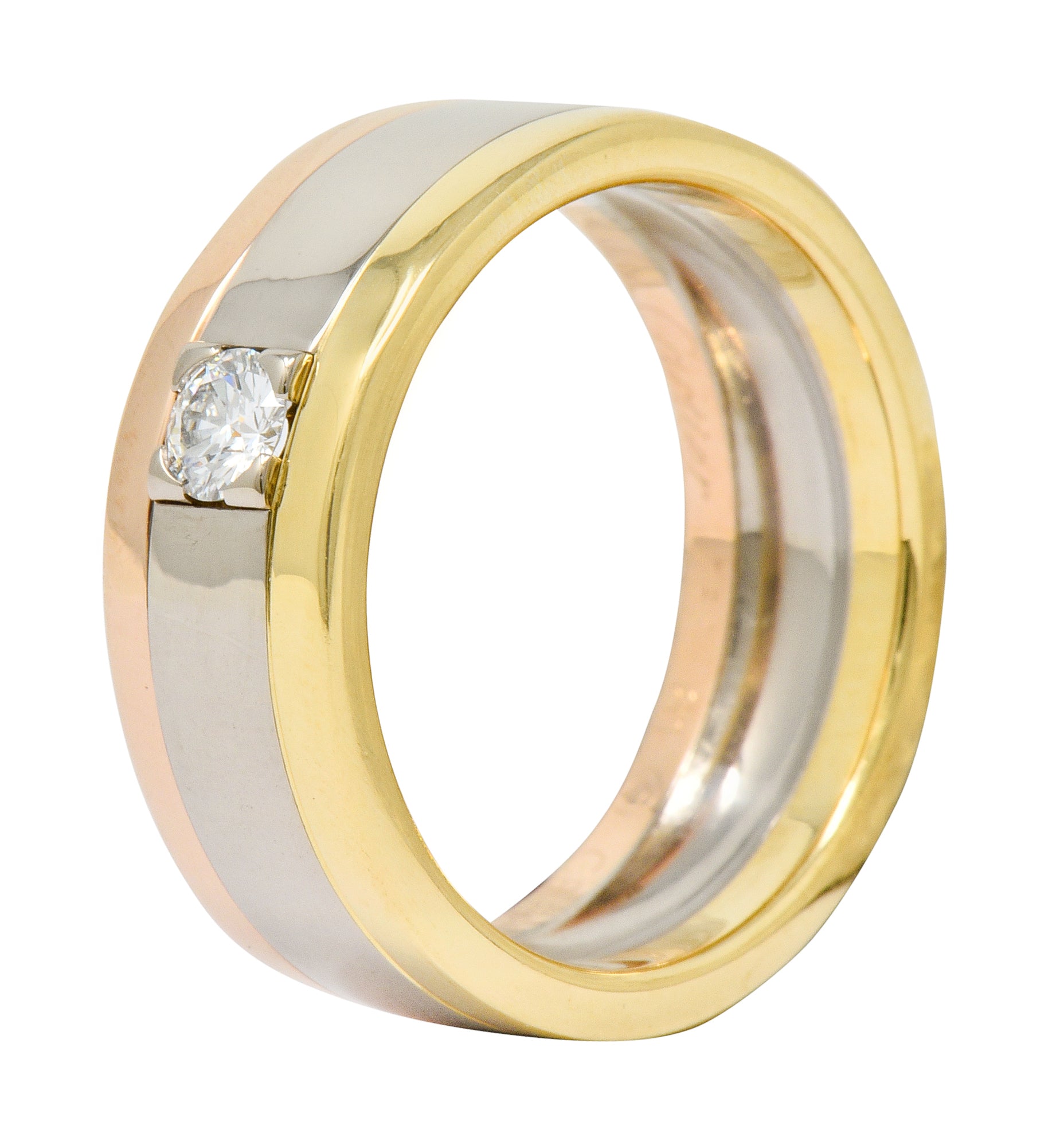 Cartier Diamond 18 Karat Tri-Gold Trinity Unisex Band Ring - Wilson's Estate Jewelry