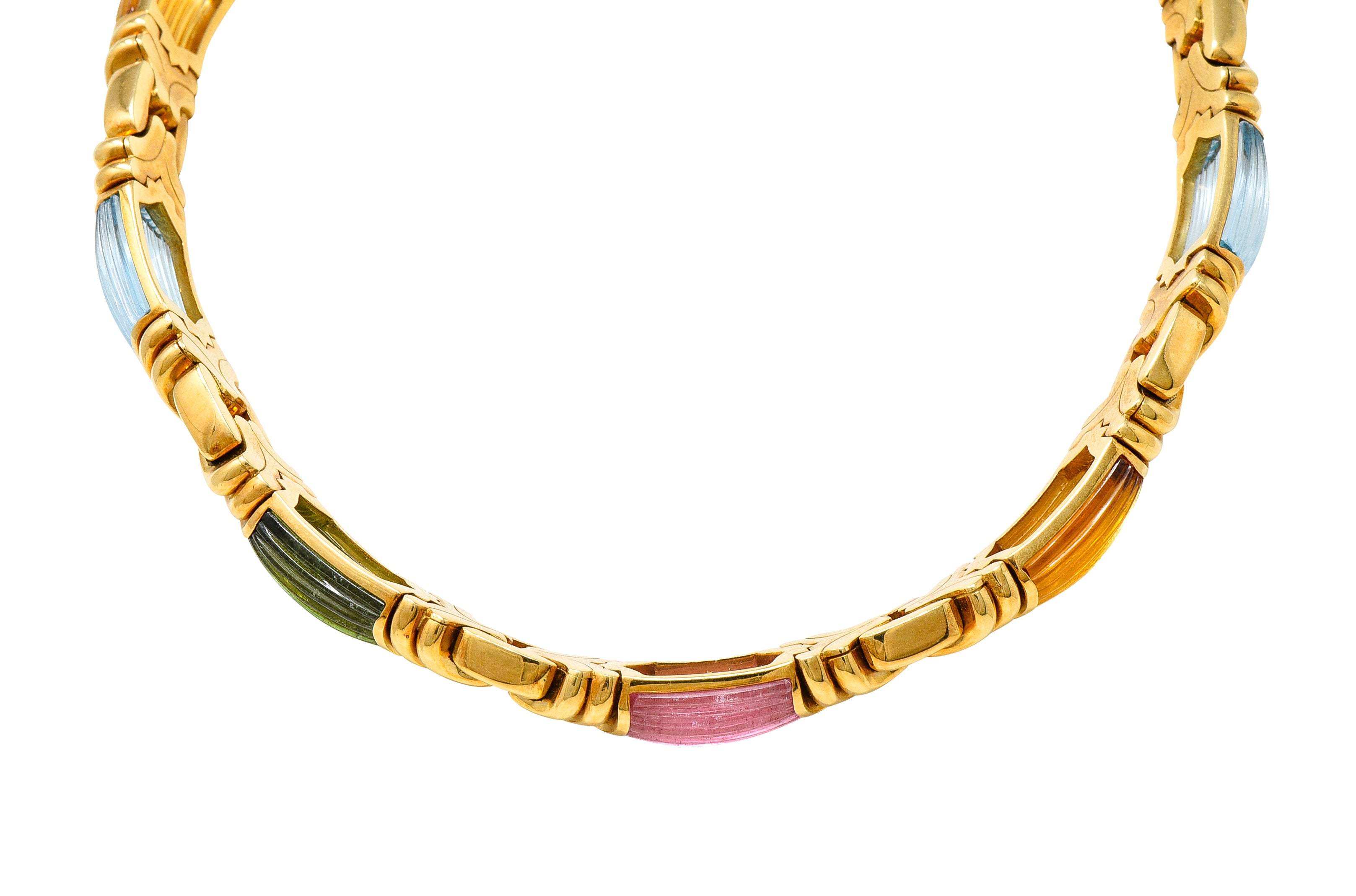 .11111 Bulgari Tourmaline Topaz Citrine 18 Karat Gold Trika Collar NecklaceNecklace - Wilson's Estate Jewelry