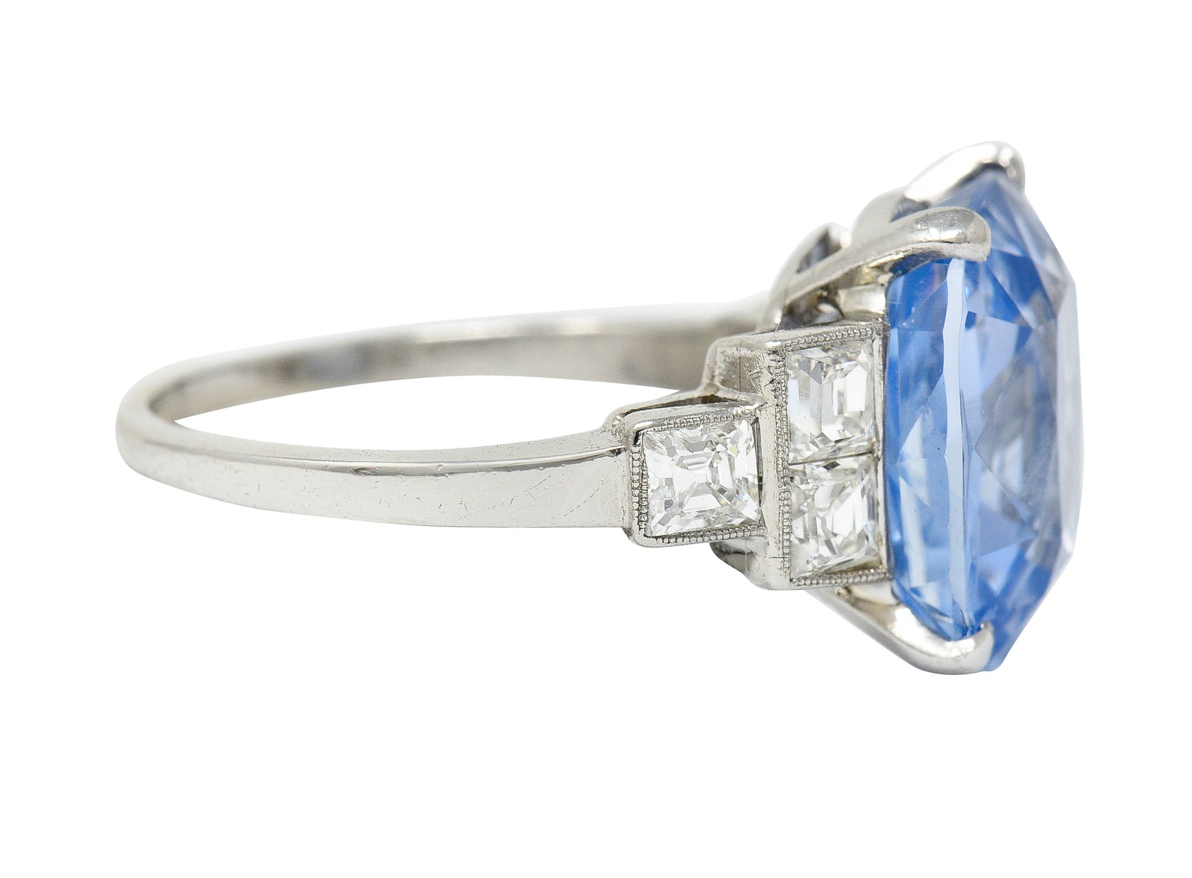 1950's Mid-Century 11.15 CTW No Heat Ceylon Sapphire Diamond Platinum Statement Ring GIARing - Wilson's Estate Jewelry