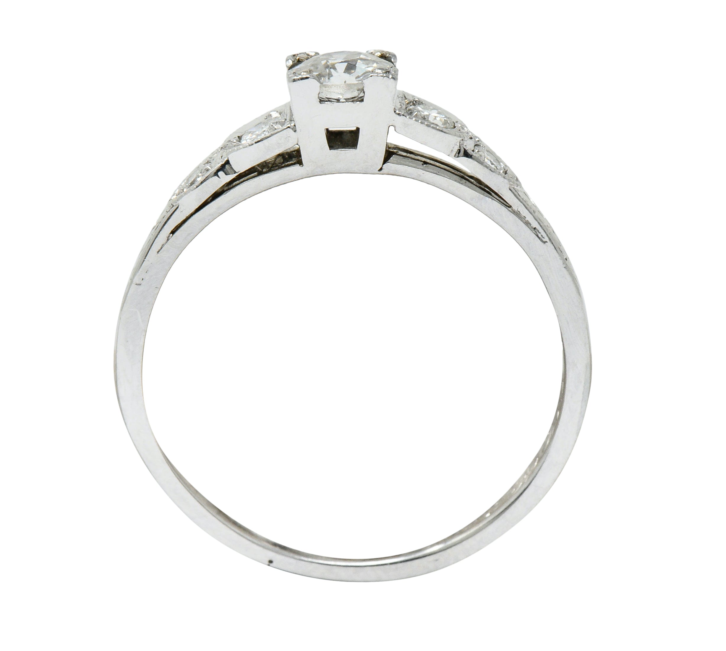 Late Art Deco 0.36 CTW Diamond 14 Karat White Gold Engagement RingRing - Wilson's Estate Jewelry