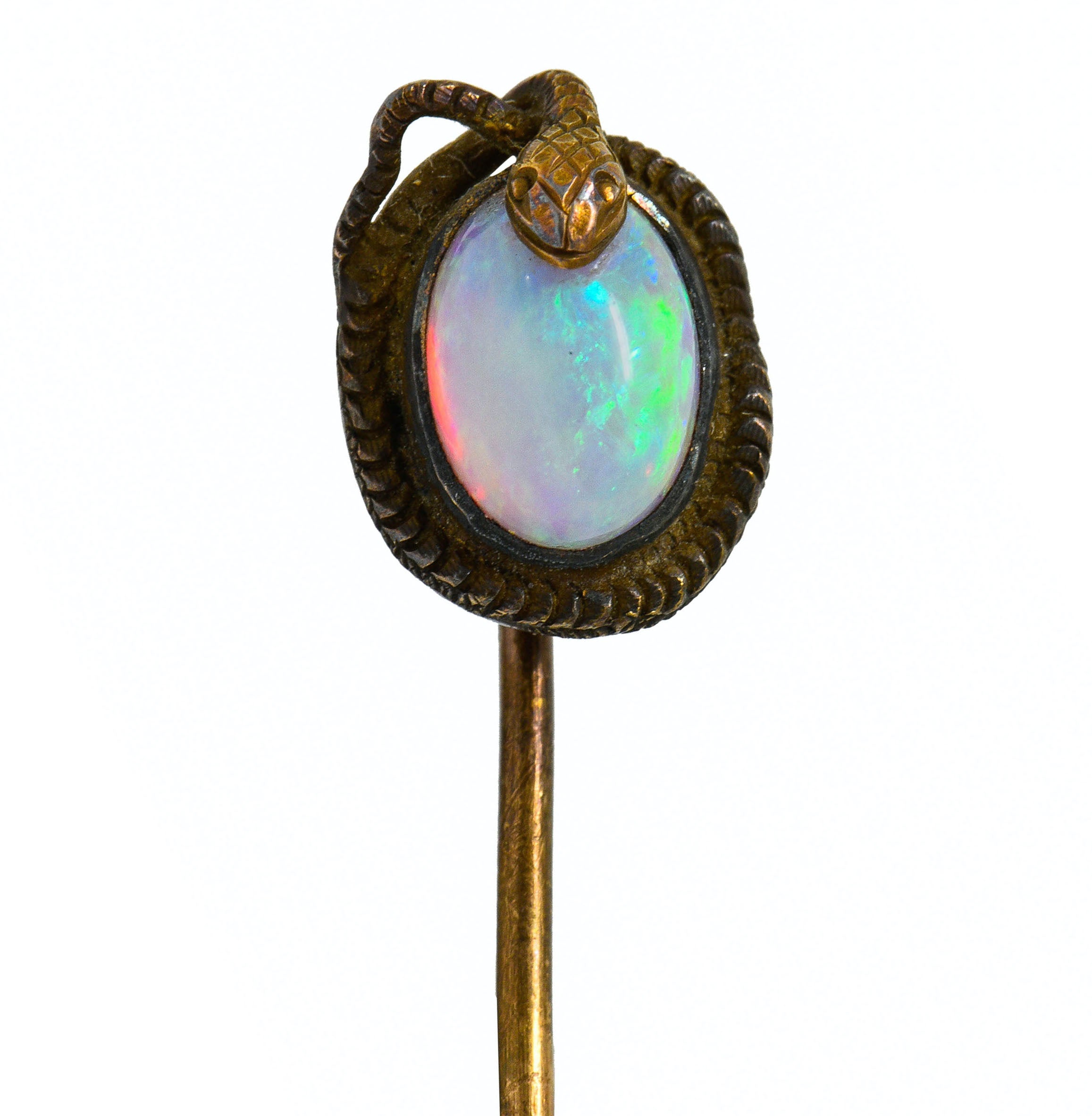 Victorian Opal 14 Karat Gold Snake Stickpin Circa 1900Stick Pin - Wilson's Estate Jewelry