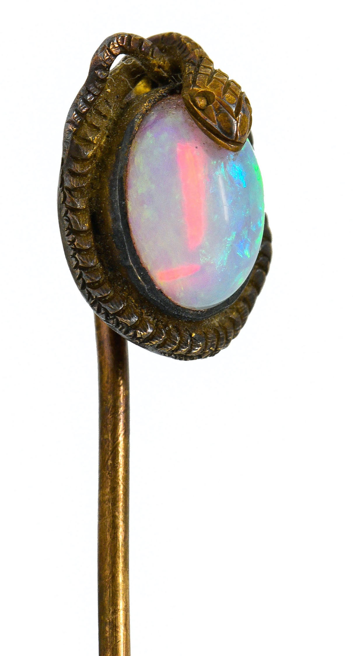 Victorian Opal 14 Karat Gold Snake Stickpin Circa 1900Stick Pin - Wilson's Estate Jewelry