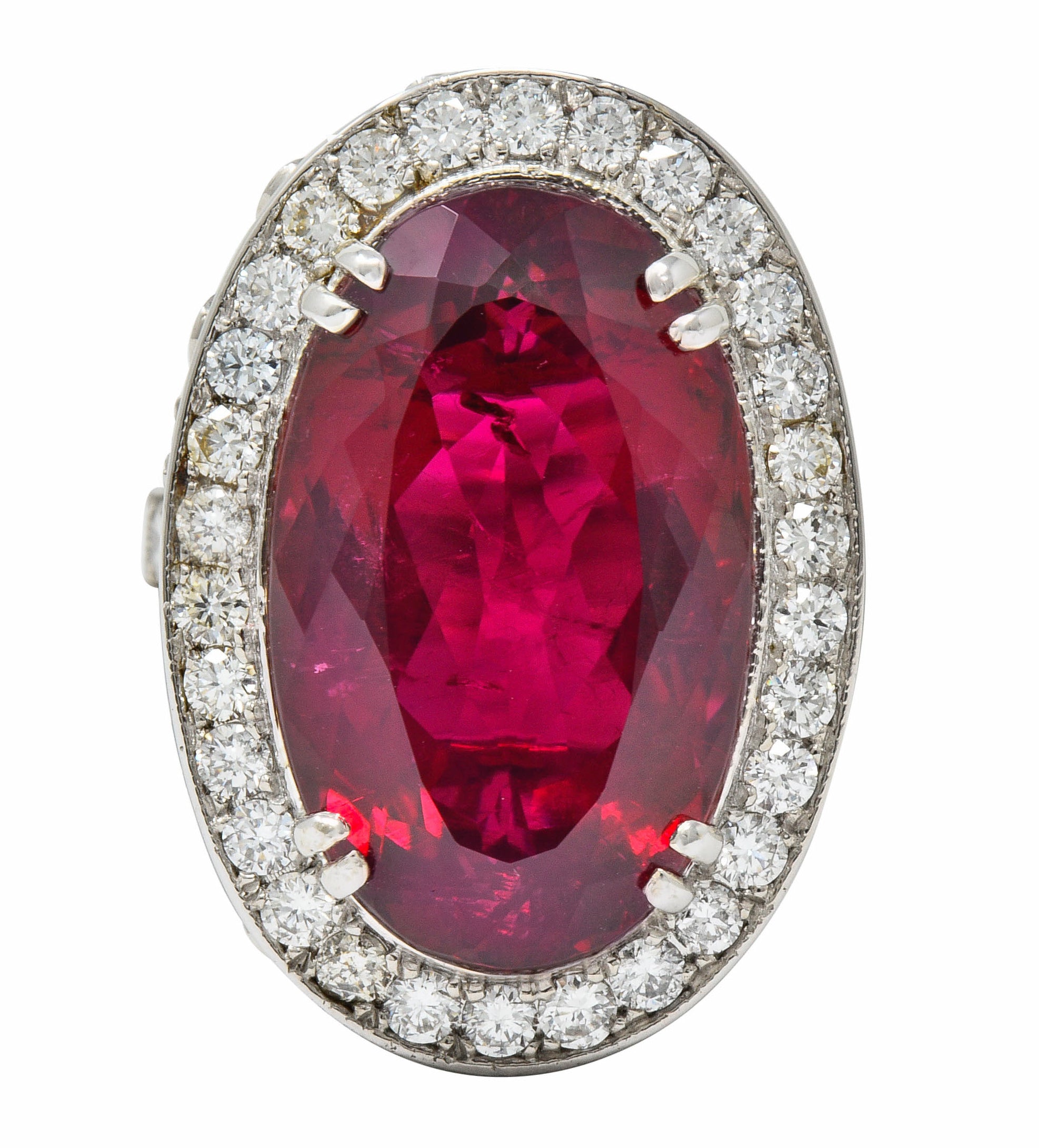 Outstanding 24.00 CTW Rubellite Diamond 18 Karat White Gold Statement RingRing - Wilson's Estate Jewelry