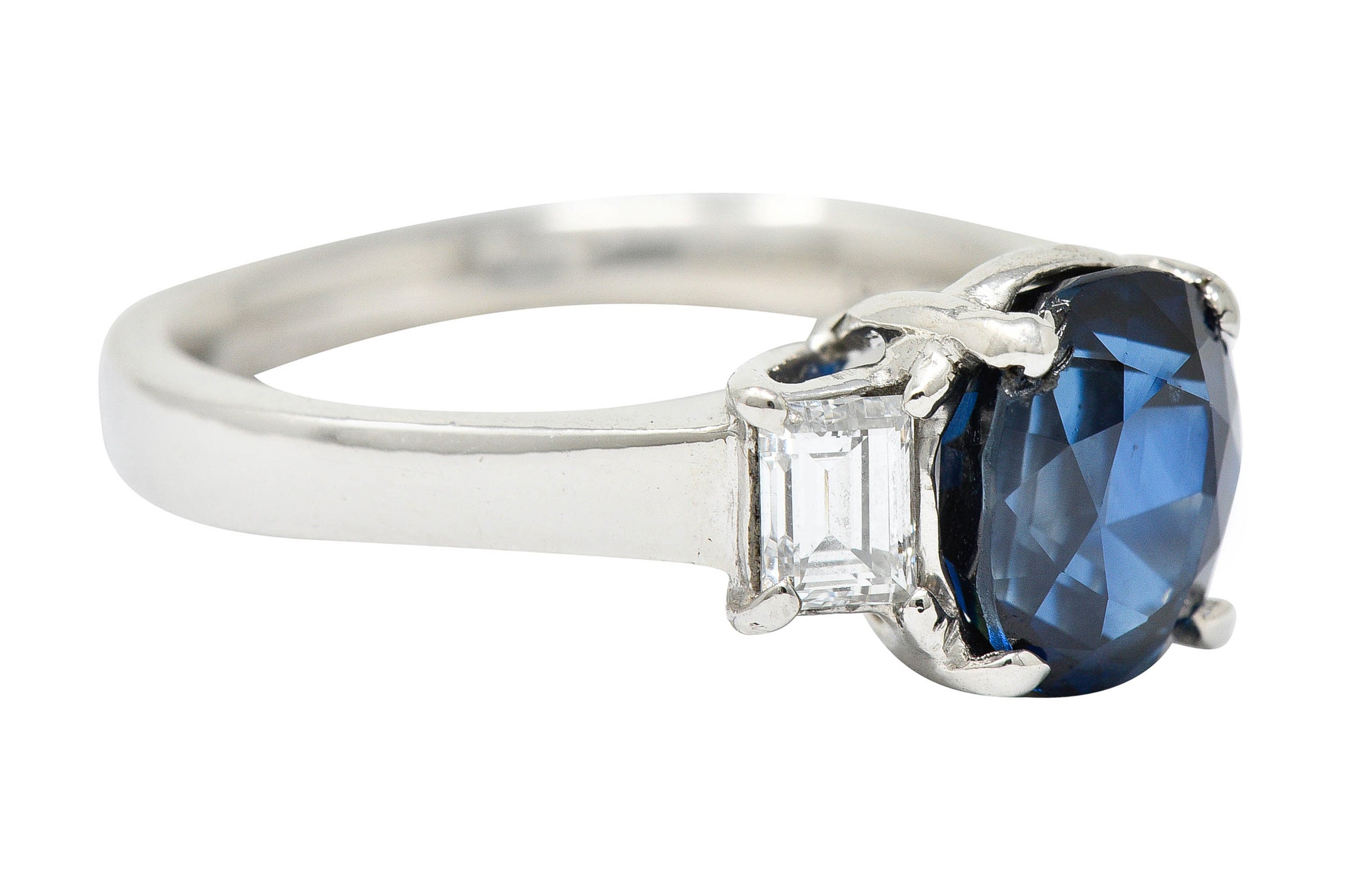 Modern 3.36 CTW Sapphire Diamond Platinum Three Stone RingRing - Wilson's Estate Jewelry