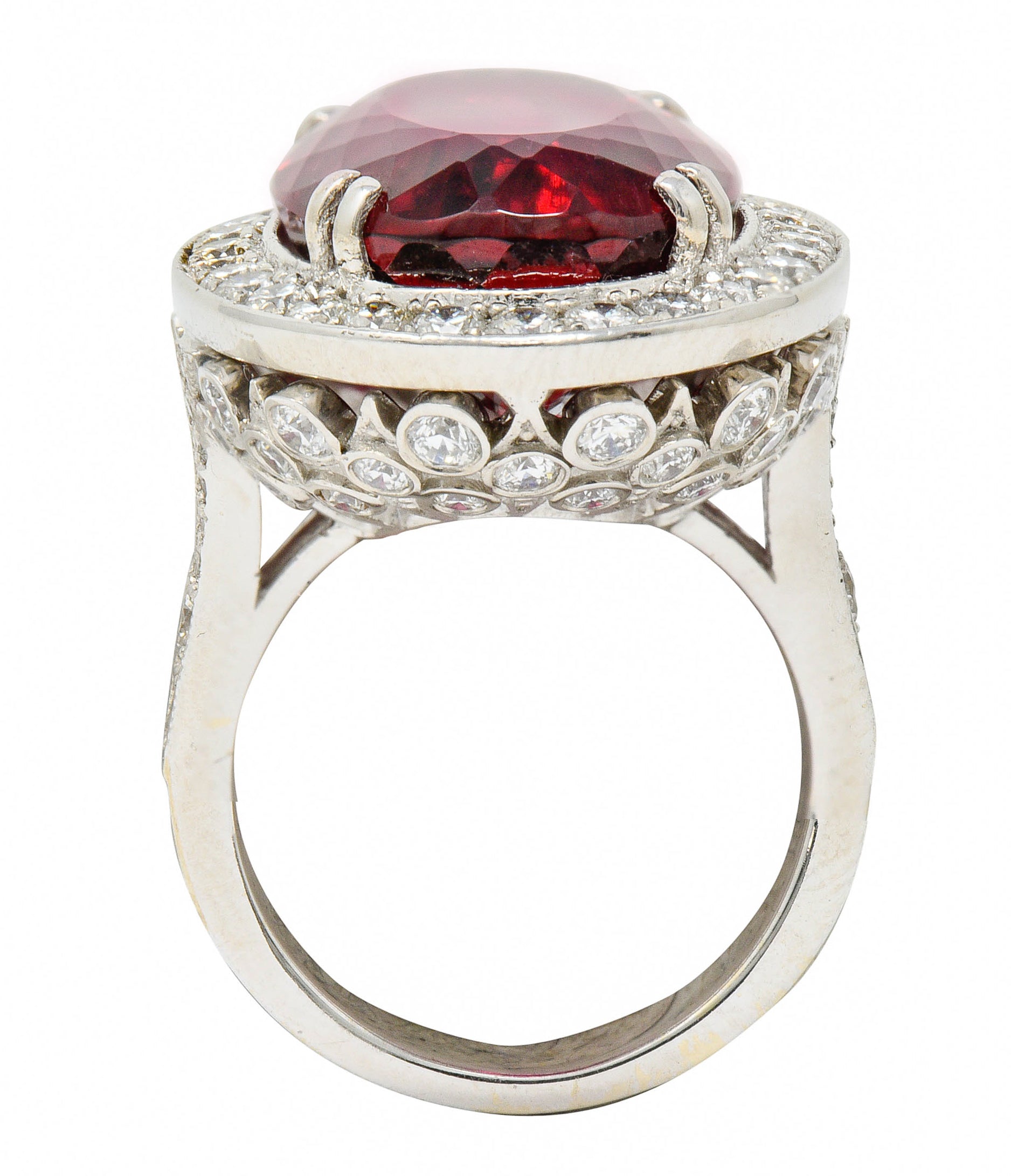 Outstanding 24.00 CTW Rubellite Diamond 18 Karat White Gold Statement RingRing - Wilson's Estate Jewelry