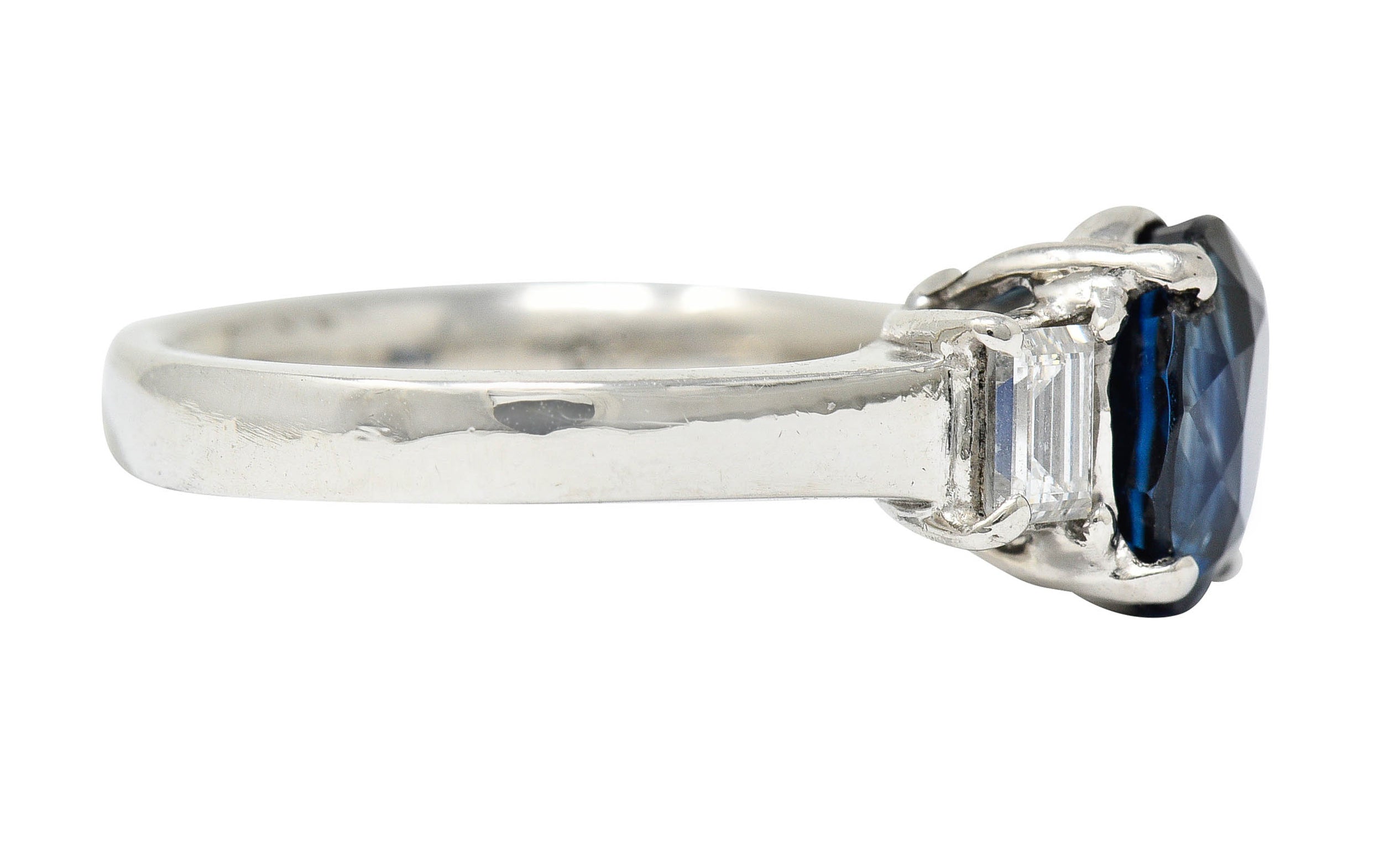 Modern 3.36 CTW Sapphire Diamond Platinum Three Stone RingRing - Wilson's Estate Jewelry