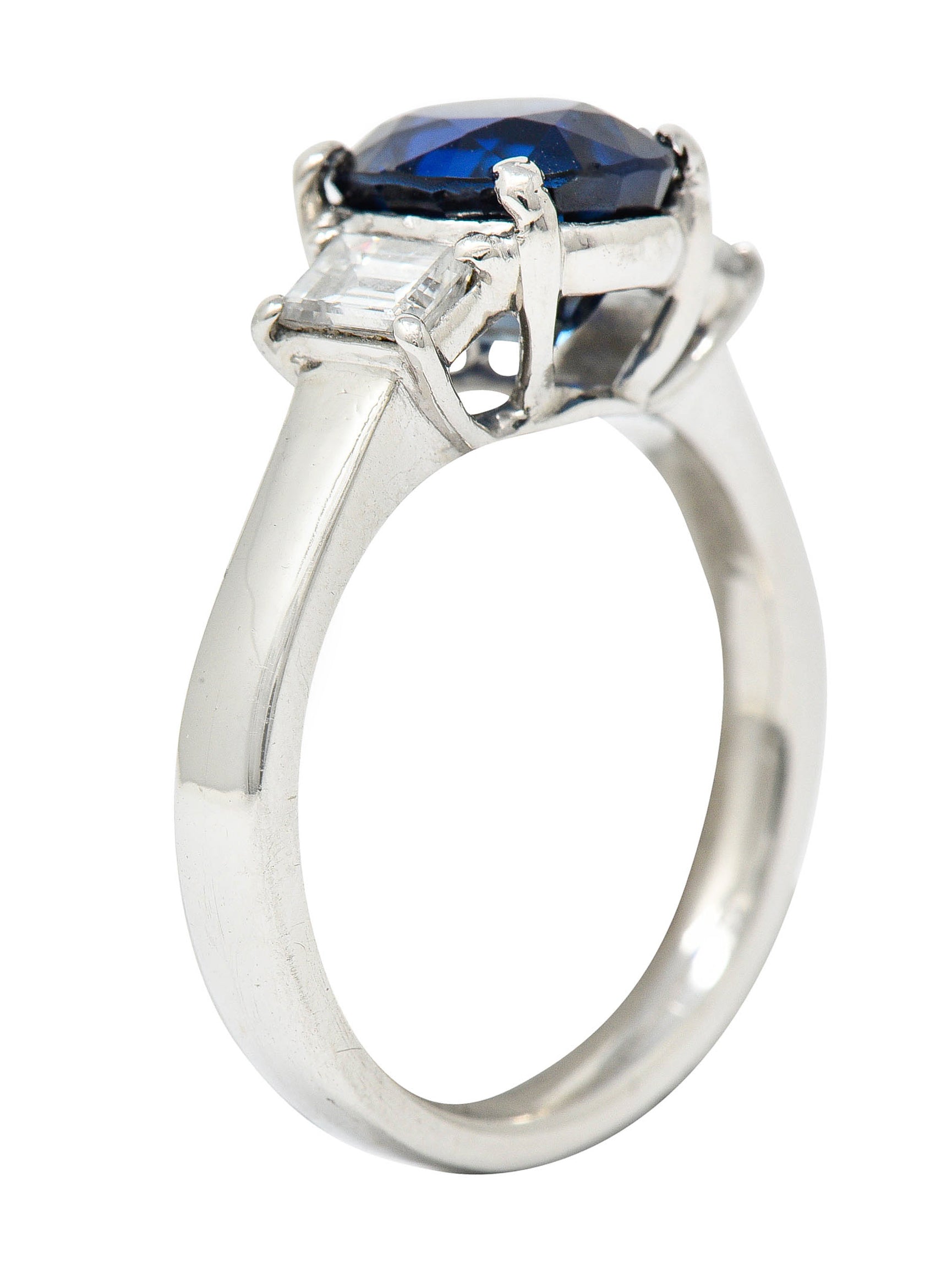 Modern 3.36 CTW Sapphire Diamond Platinum Three Stone RingRing - Wilson's Estate Jewelry