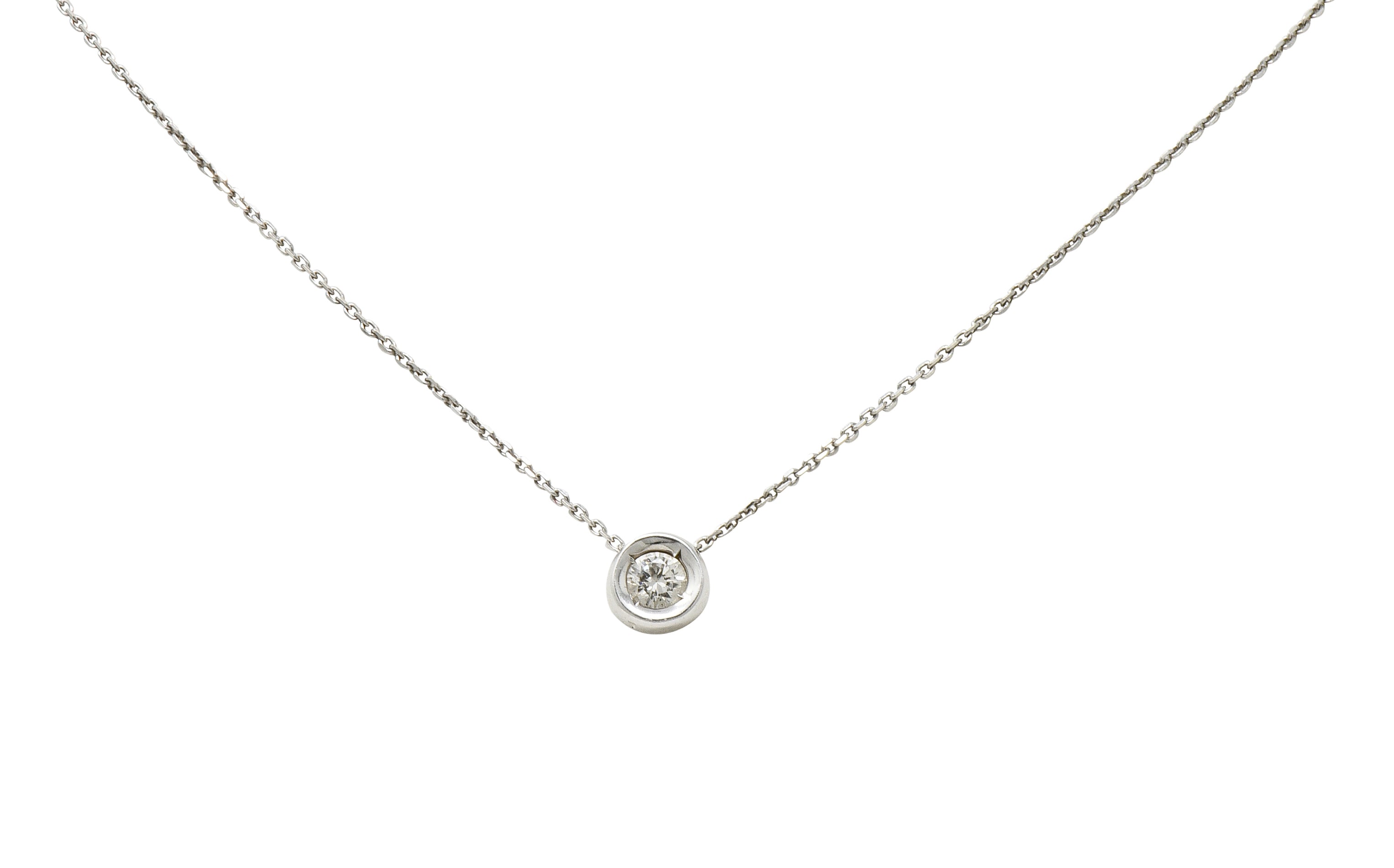 Contemporary 0.25 CTW Diamond Solitaire 14 Karat White Gold Necklace - Wilson's Estate Jewelry