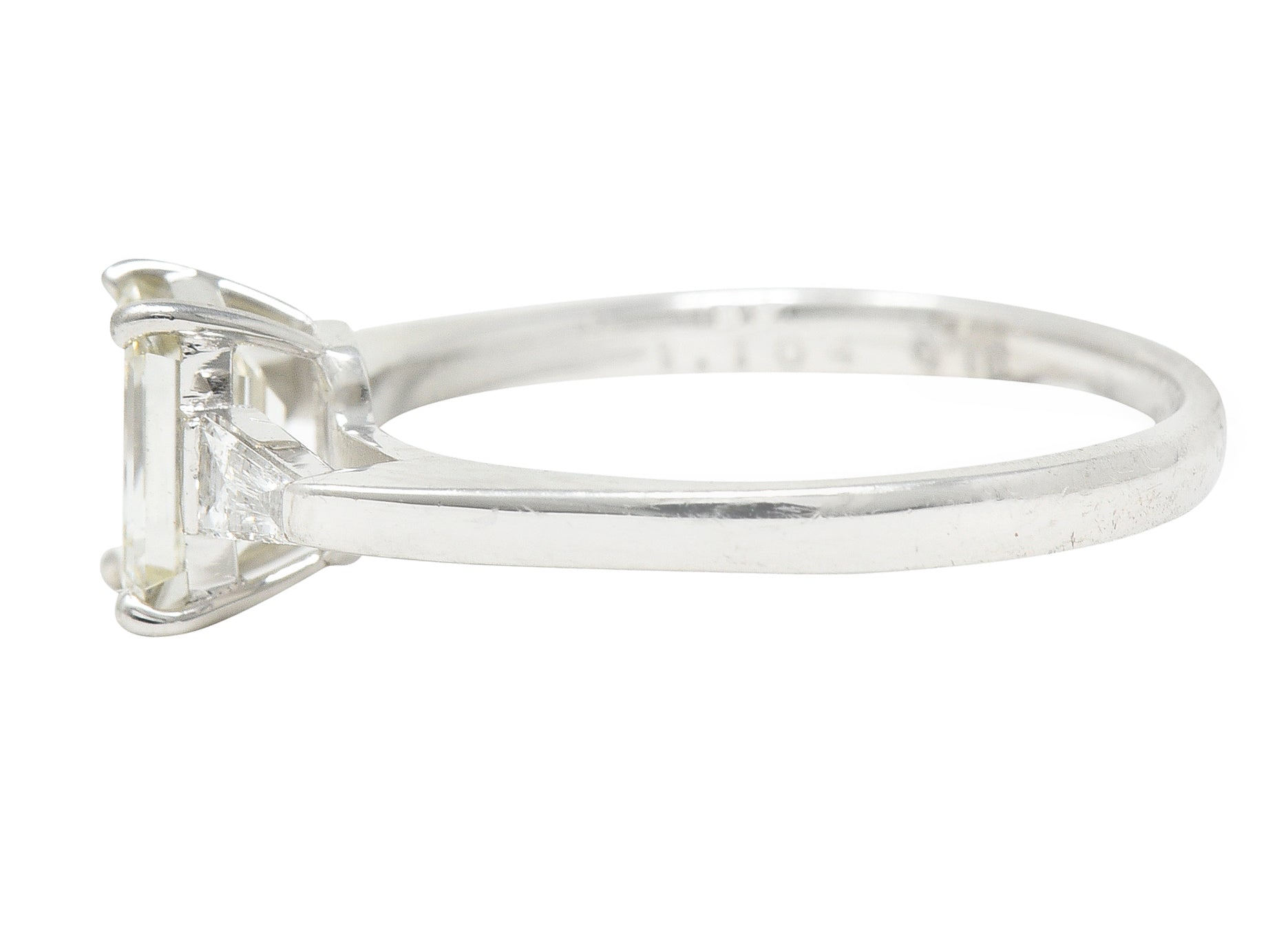 Contemporary 1.28 CTW Emerald Cut Diamond Platinum Engagement Ring Wilson's Estate Jewelry