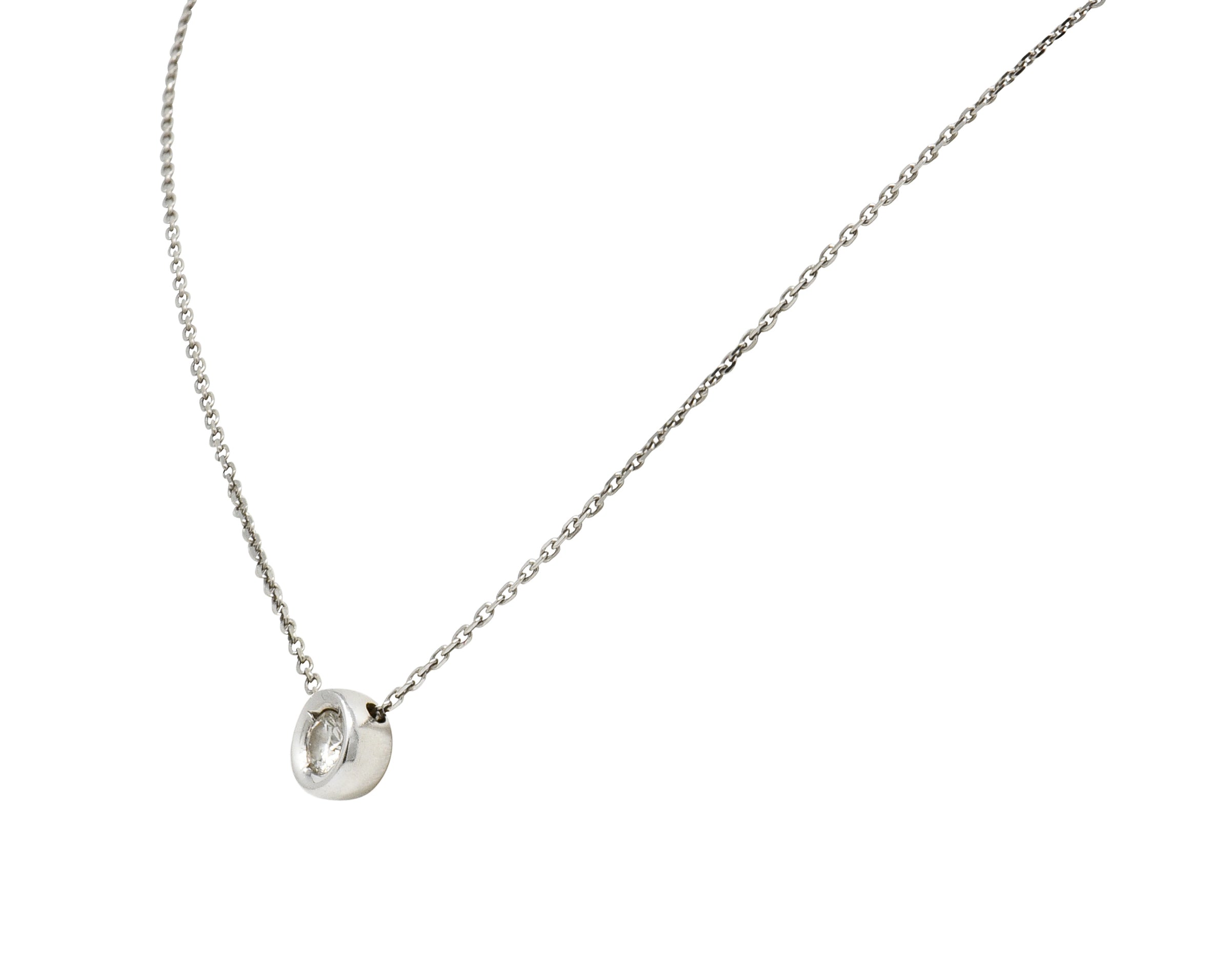 Contemporary 0.25 CTW Diamond Solitaire 14 Karat White Gold Necklace - Wilson's Estate Jewelry