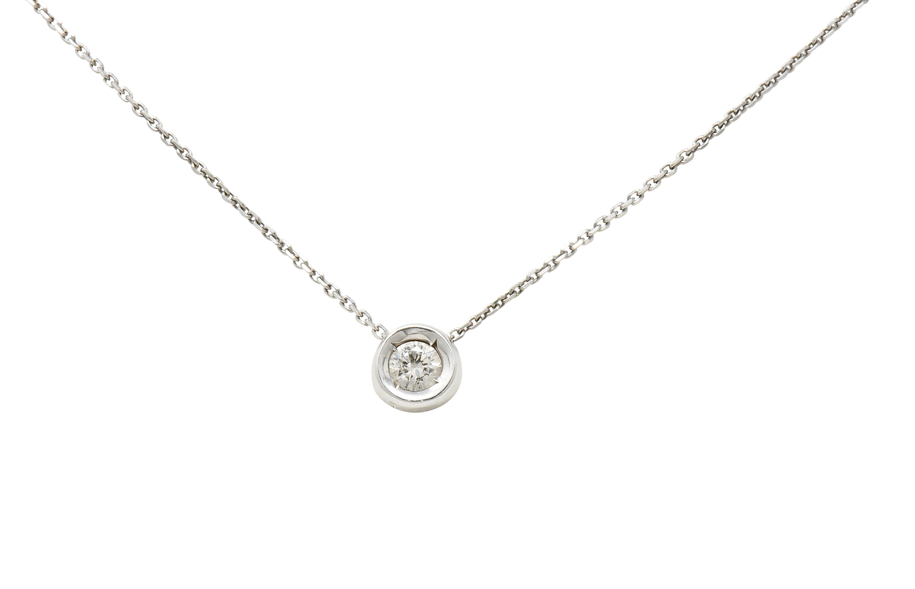 Contemporary 0.25 CTW Diamond Solitaire 14 Karat White Gold Necklace - Wilson's Estate Jewelry