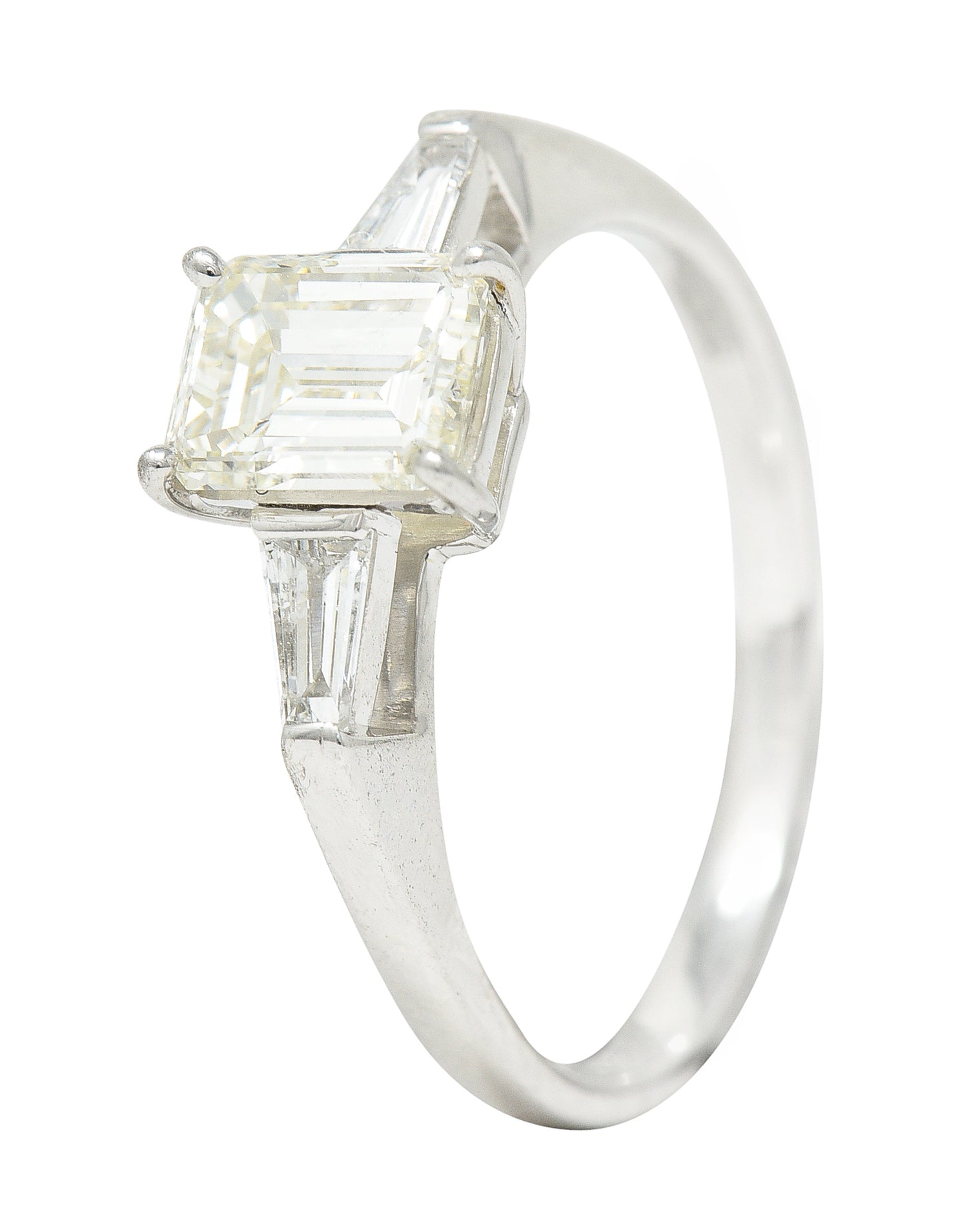 Contemporary 1.28 CTW Emerald Cut Diamond Platinum Engagement Ring Wilson's Estate Jewelry